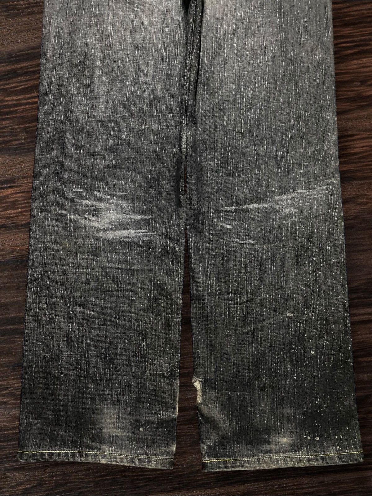 Japanese Brand Edwin 503 Denim Acid Wash Stain Distressed Loose Jeans Size US 30 / EU 46 - 6 Thumbnail