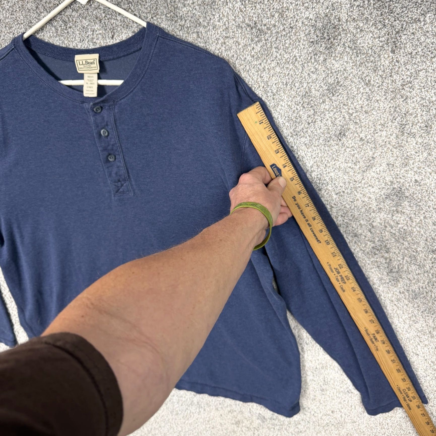 Vintage L.L. Bean Mens XL Blue Henley Shirt Long Sleeve Cotton Wool Jersey Solid Classic Preppy Outdoorsy Size US XL / EU 56 / 4 - 3 Thumbnail