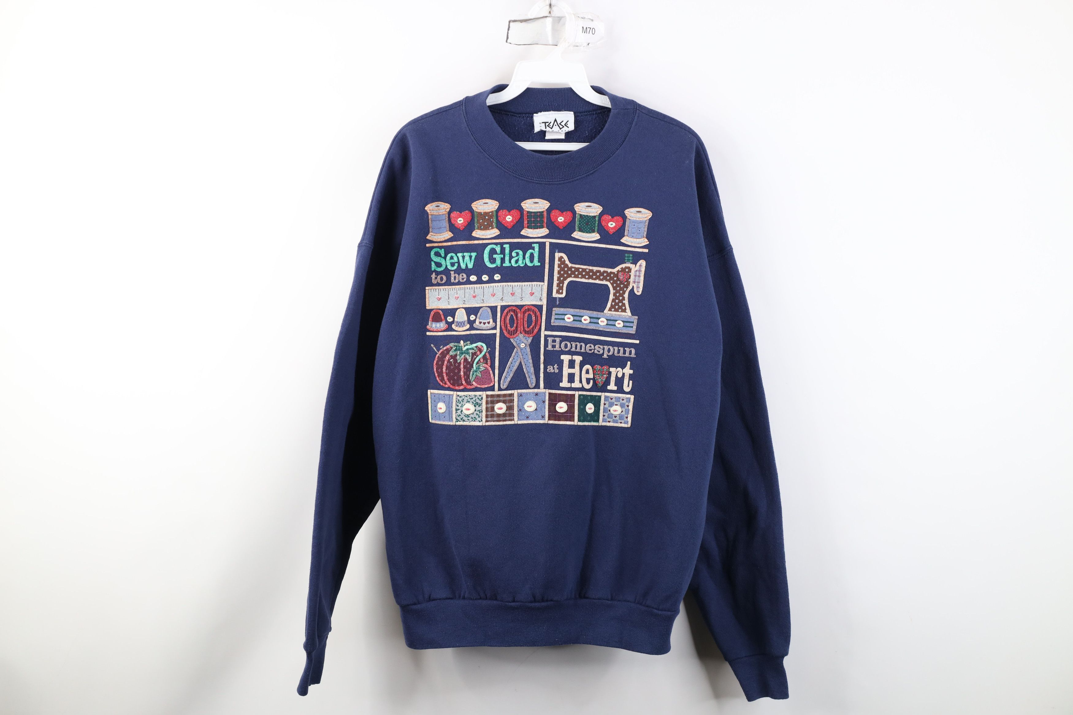 Vintage Vintage 90s Country Farmhouse Sew Puff Paint Sweatshirt Size XL / US 12-14 / IT 48-50 - 1 Thumbnail