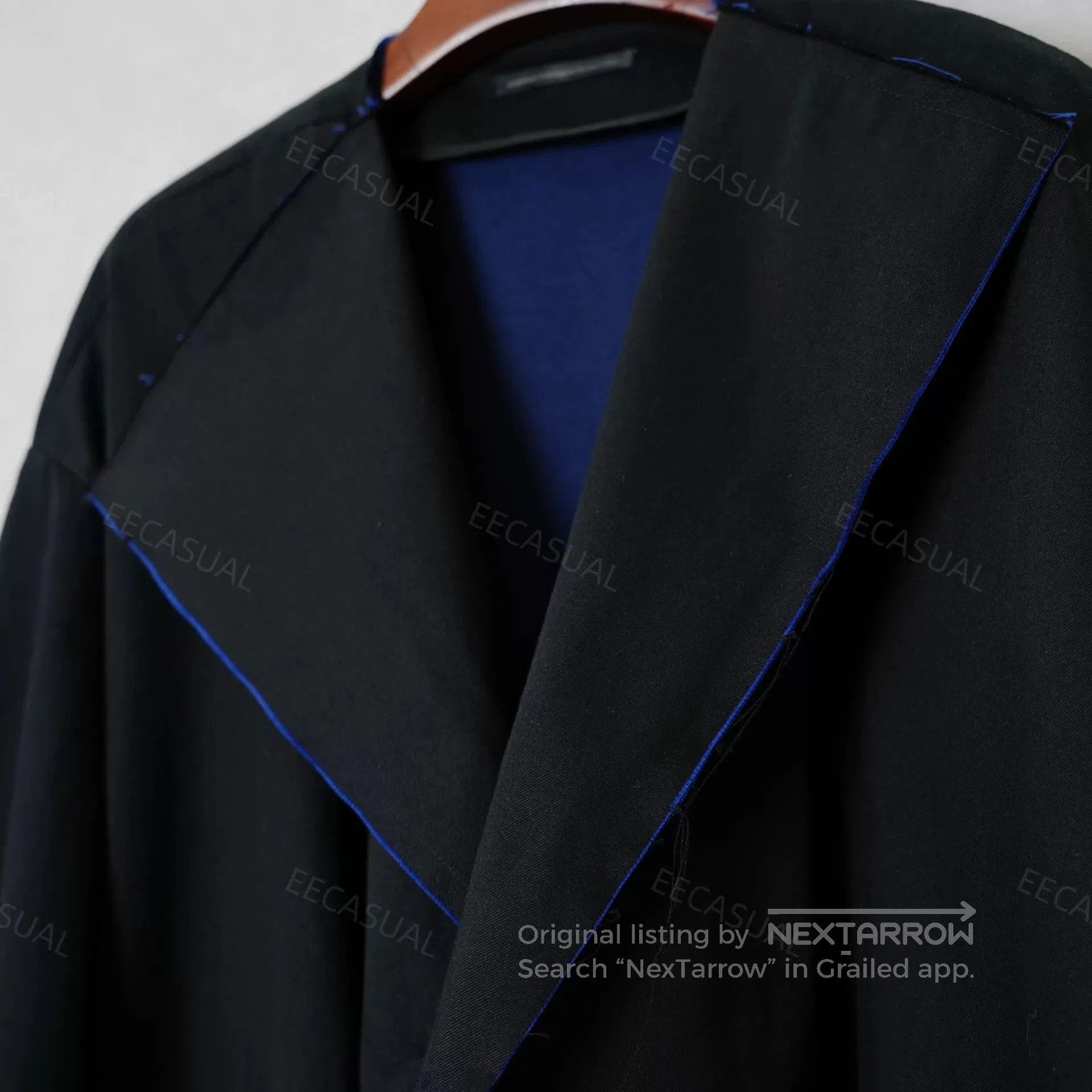 Y's Asymmetric Blue Trimmed Y's Coat. Size M / US 6-8 / IT 42-44 - 5 Thumbnail