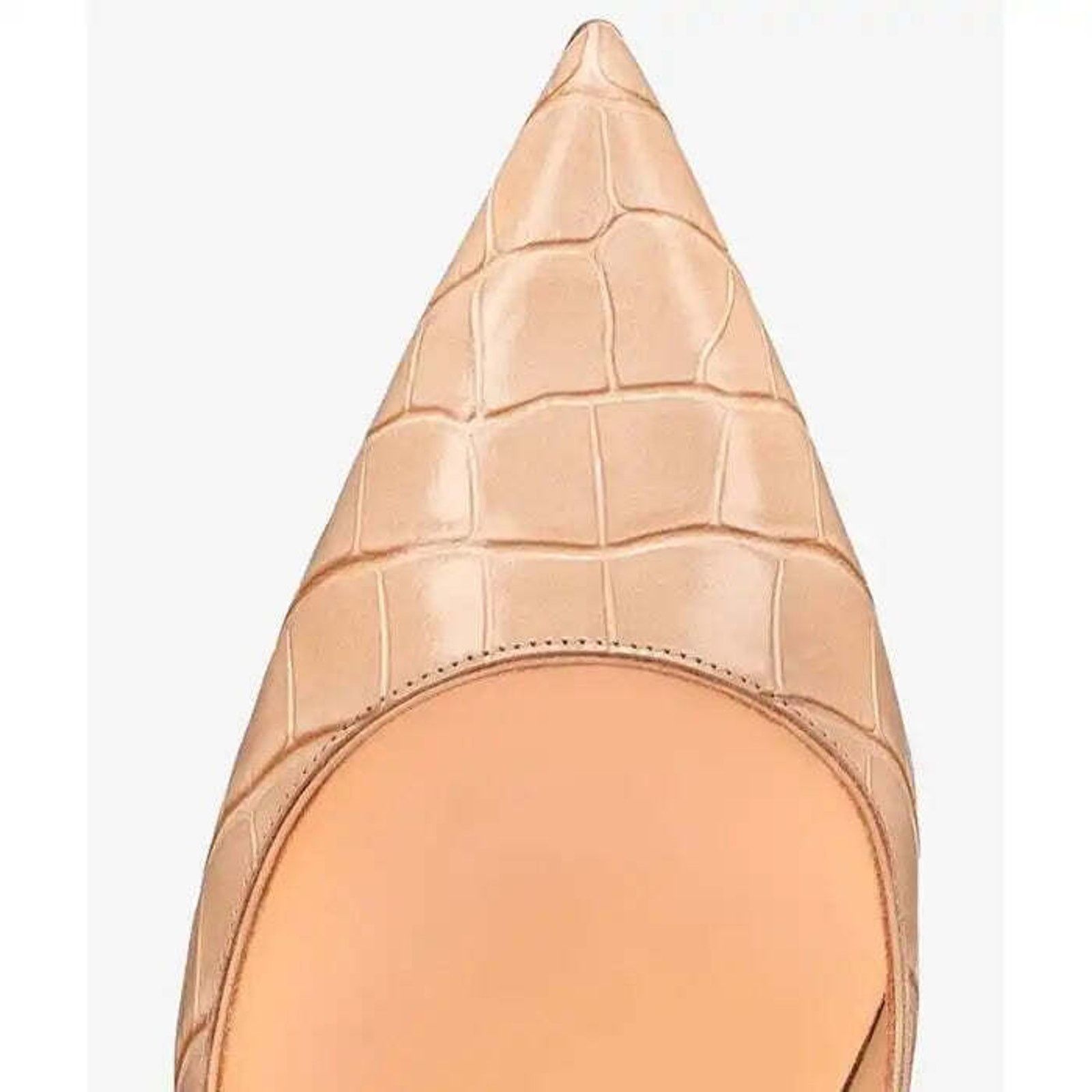 Christian Louboutin So Kate 120 Nougat Nude Calf Ali Croc Pointed Heel Pump 40 Size US 10 / IT 40 - 6 Thumbnail