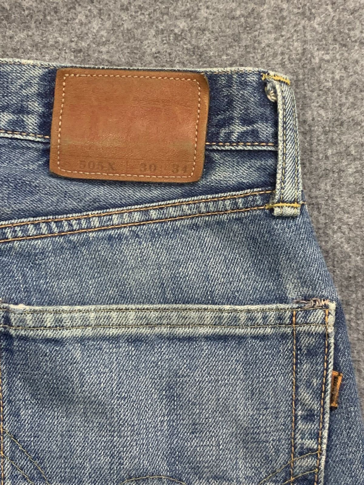 Edwin DISTRESSED EDWIN 505X SELVEDGE FADED BLUE. Size US 30 / EU 46 - 4 Thumbnail
