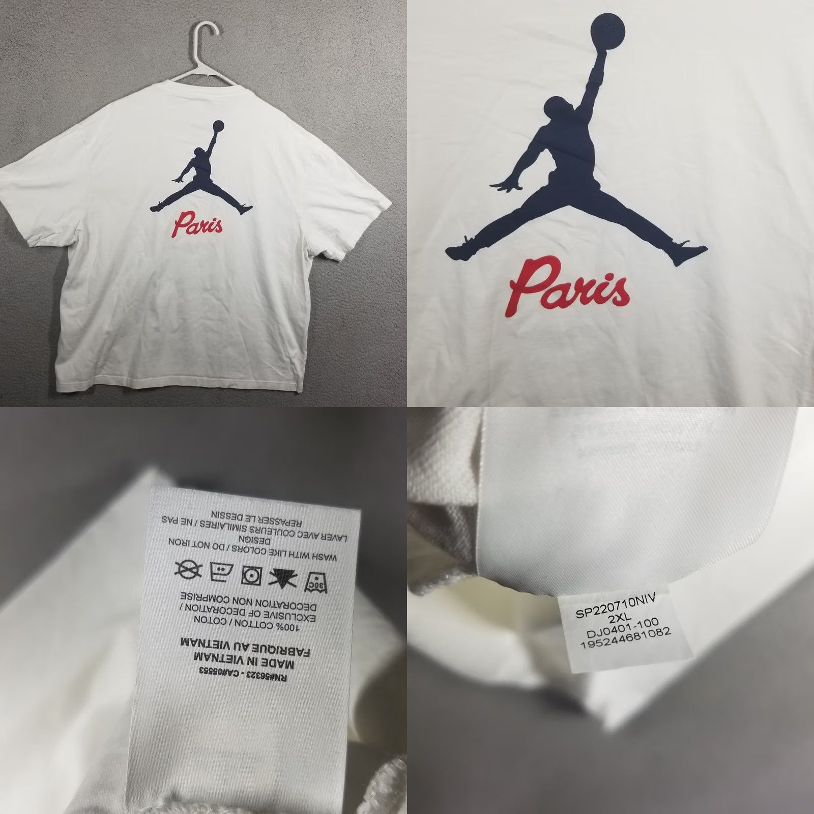 Nike Nike Air Jordan PSG White Tee Shirt Men 2XL White Logo Paris Nike Air Jordan PSG Shirt Men 2XL Size US XXL / EU 58 / 5 - 8 Thumbnail