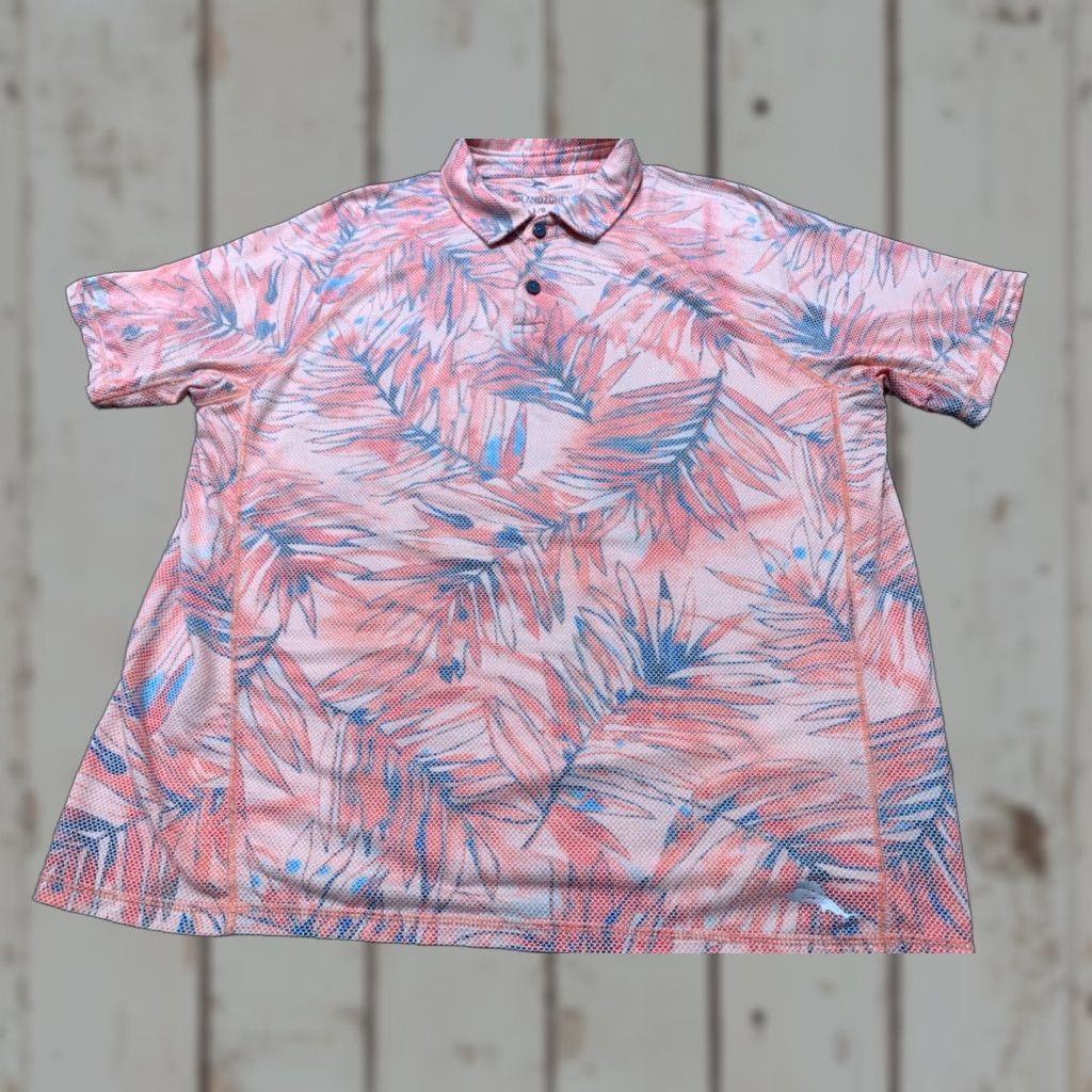 Tommy Bahama Tommy Bahama Island Zone Palm Printed Polo Shirt Large Sunset Floral Short Sleeve Mens Size US L / EU 52-54 / 3 - 1 Thumbnail