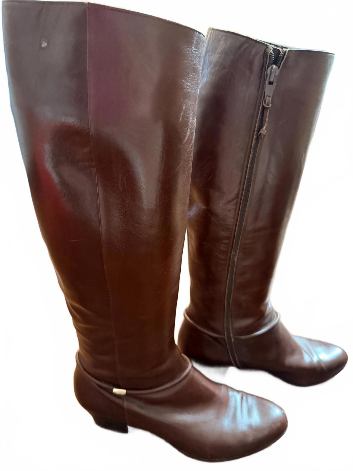 Salvatore Ferragamo Salvatore Ferragamo Leather Knee-High Boots Side Zipper Size US 7 / IT 37 - 3 Thumbnail