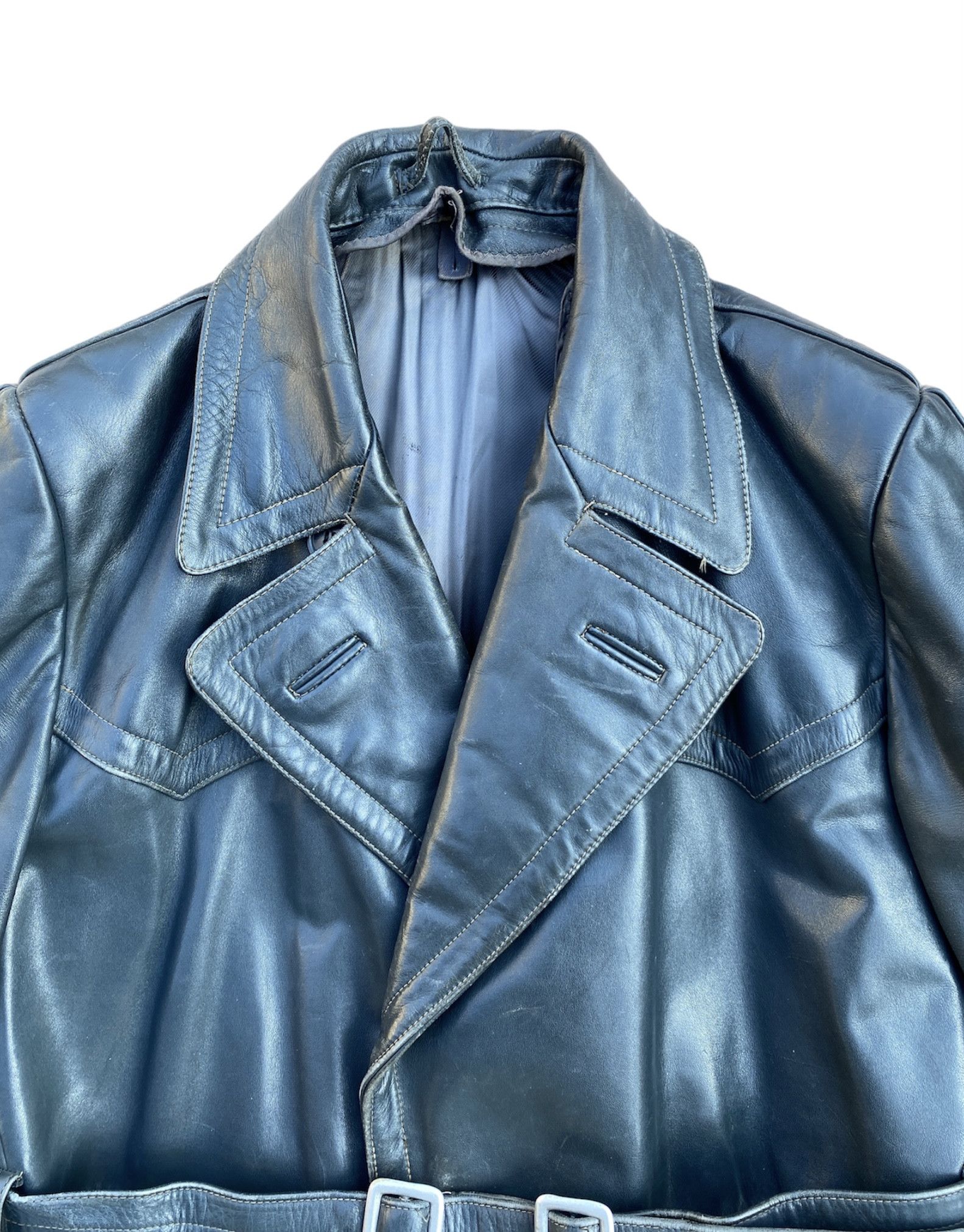 Vintage Retro Horsehide Military German Motorcycle Leather Coat Size US L / EU 52-54 / 3 - 2 Thumbnail