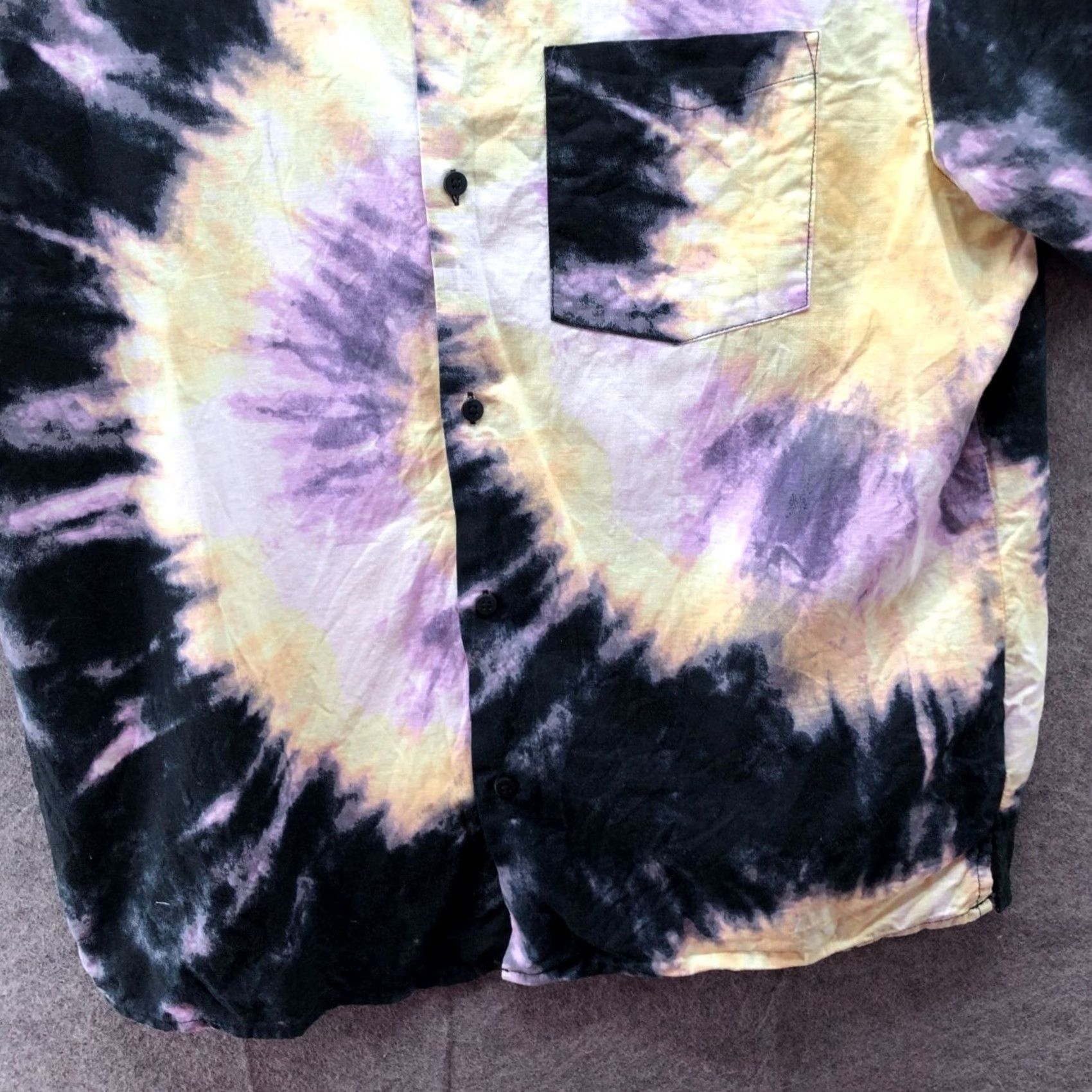 H&M H&M Cotton Linen Shirt Mens L Tie Dye Short Sleeve Button Up Purple Resort Beach Hawaiian Tropical Button-Down Collared Casual Travel Mens L Blue Size US L / EU 52-54 / 3 - 4 Thumbnail