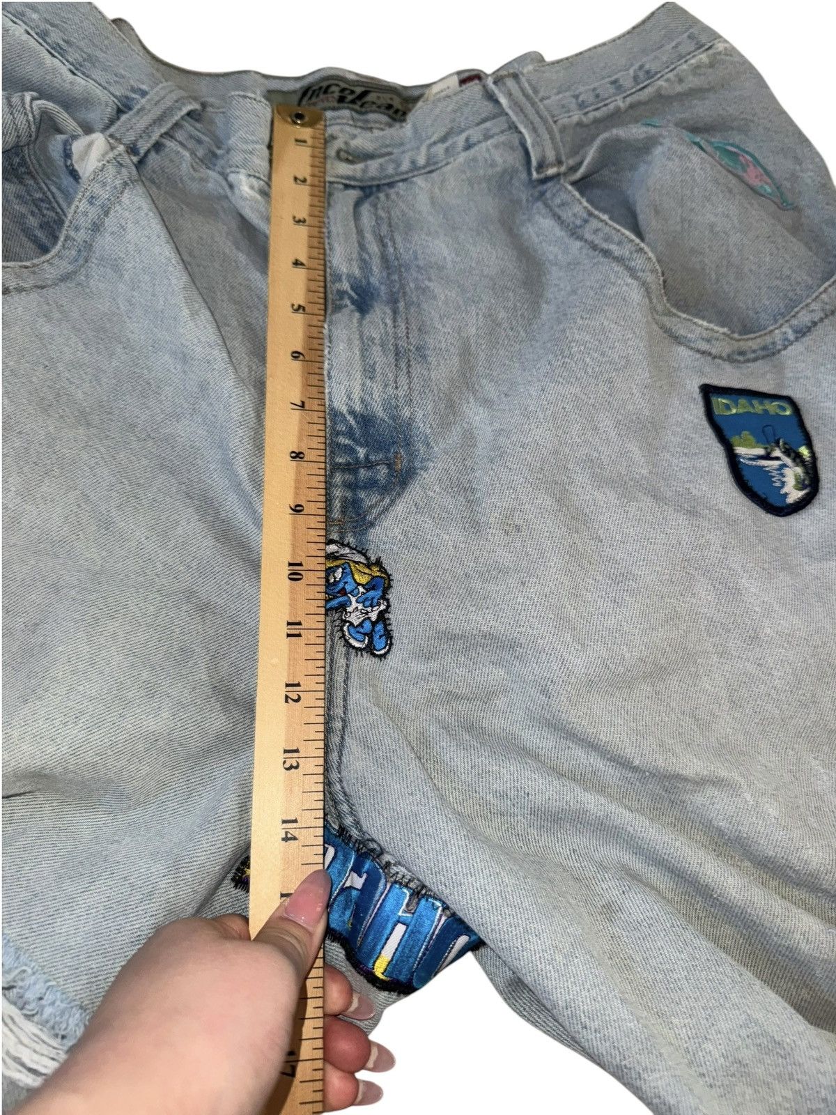 JNCO VTG 90s JNCO JEANS Shorts CRAZY PATCHWORK DISTRESSED BAGGY Size US 40 / EU 56 - 12 Thumbnail