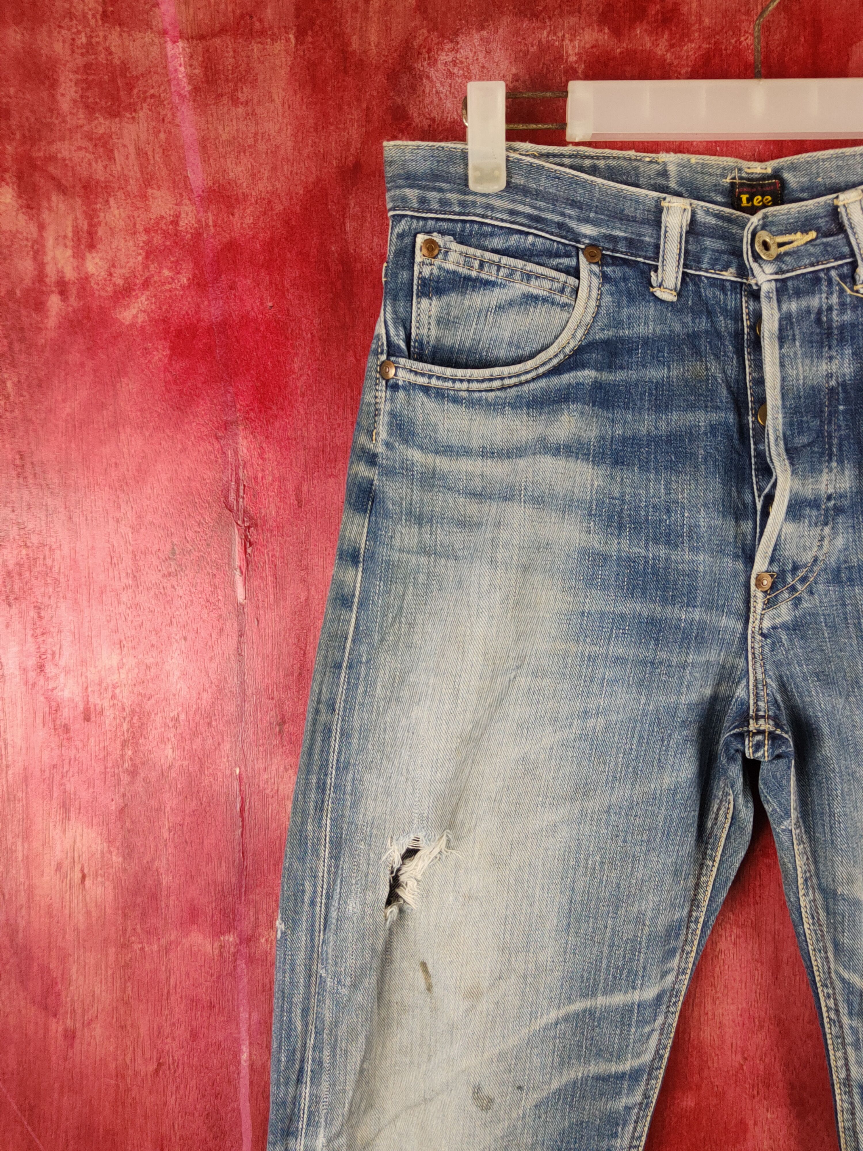 Japanese Brand Lee Blue Faded Distressed Ripped Jeans #S2237 Size US 30 / EU 46 - 3 Thumbnail