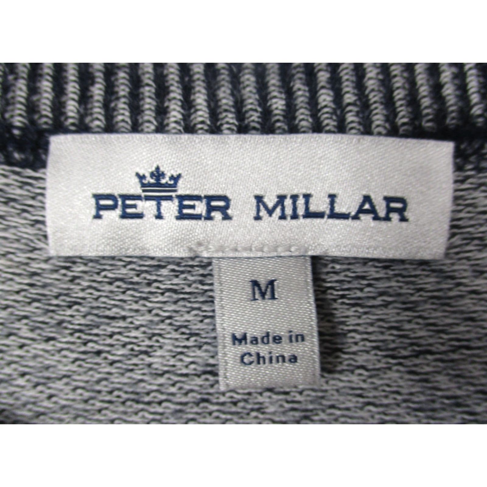 Peter Millar Sweater Mens Medium Blue Cotton Wool Crewneck Raglan Knit