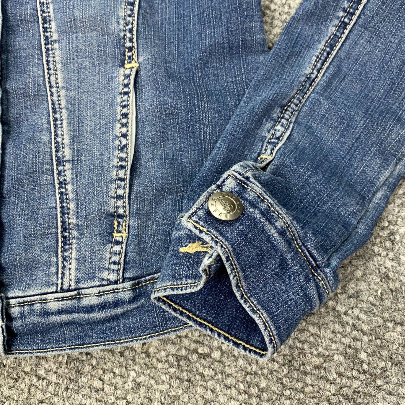 Vintage Riders By Lee Indigo Jean Jacket Womens Small Blue Denim Button Up Stretch Size 28" / US 6 / IT 42 - 4 Thumbnail
