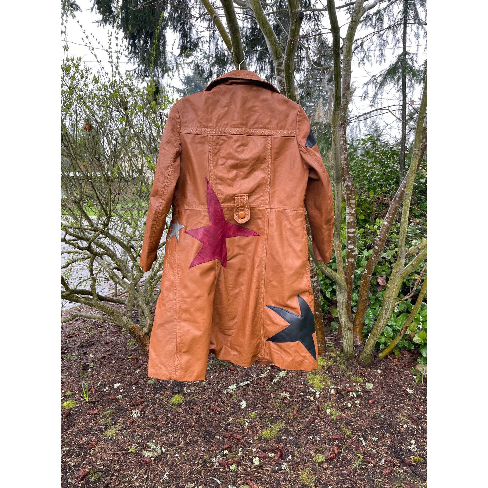 Handmade Large Upcycled Celestial Real Genuine Leather Jacket Size L / US 10 / IT 46 - 6 Thumbnail