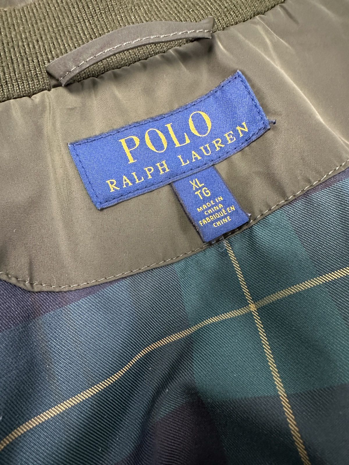 Polo Ralph Lauren POLO RALPH LAUREN Khaki Green Bomber Jacket Tartan Lined XL Size US XL / EU 56 / 4 - 12 Thumbnail
