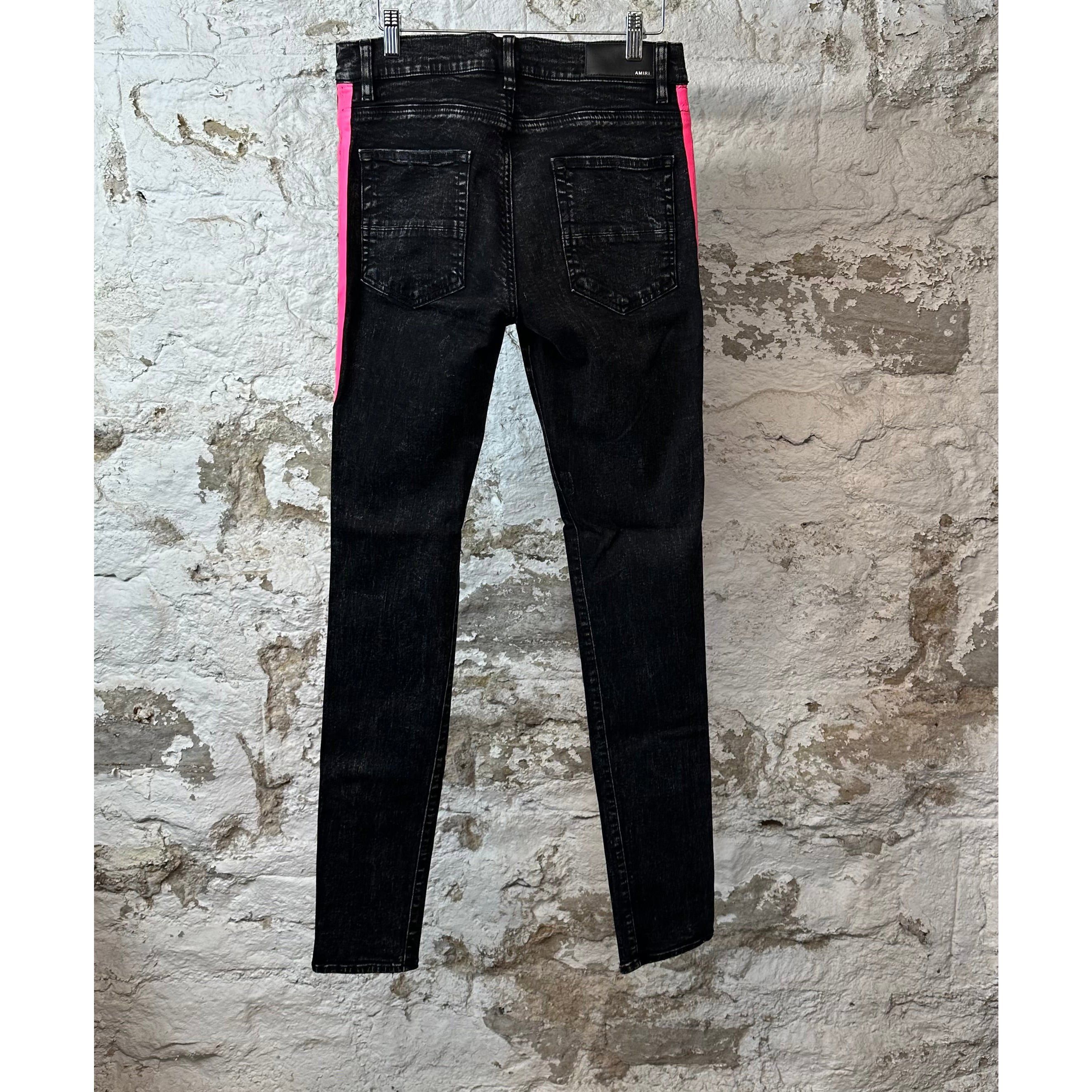 Amiri Amiri Pink Stripe Black Denim Jeans Sz 31 Size US 31 - 2 Thumbnail