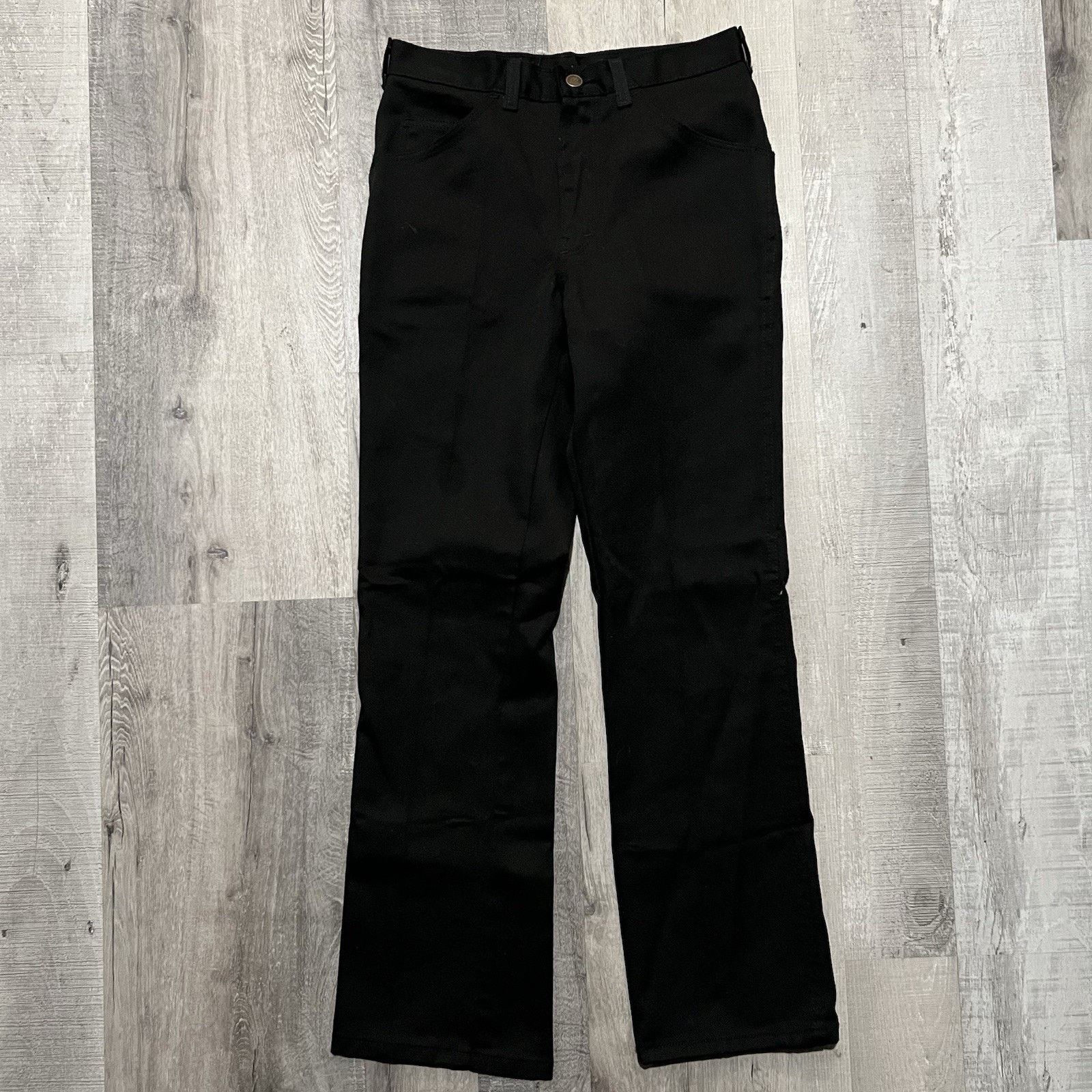 Dickies VTG 70s/80s Dickies Poly Twill Pants Black Flared Bootcut 28 Size US 29 - 1 Thumbnail