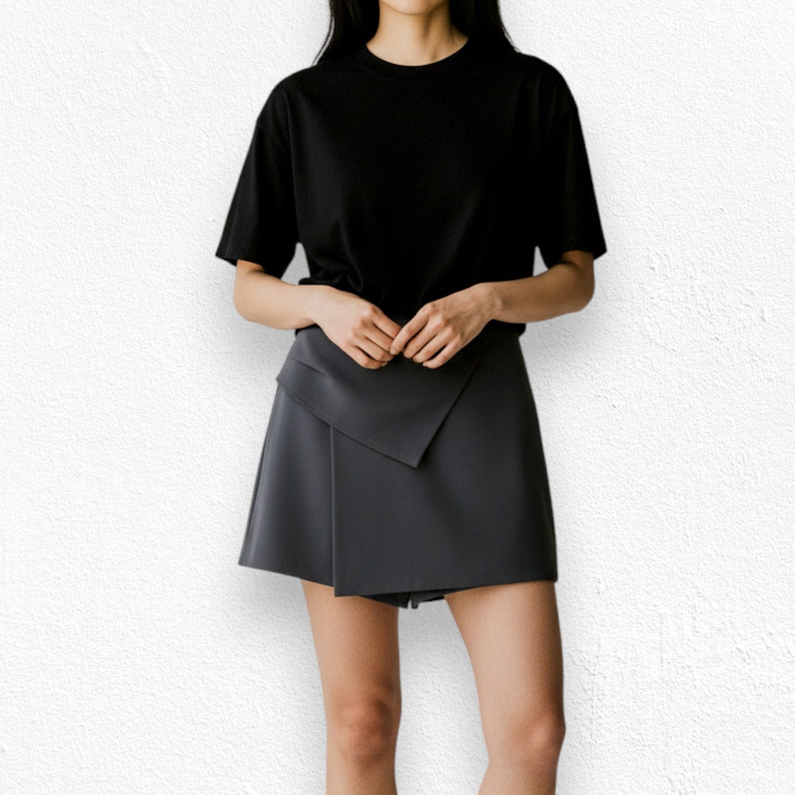 Zara Black High Waisted Basic Faux Wrap Skort Size XS Size 26" / US 2 / IT 38 - 2 Thumbnail