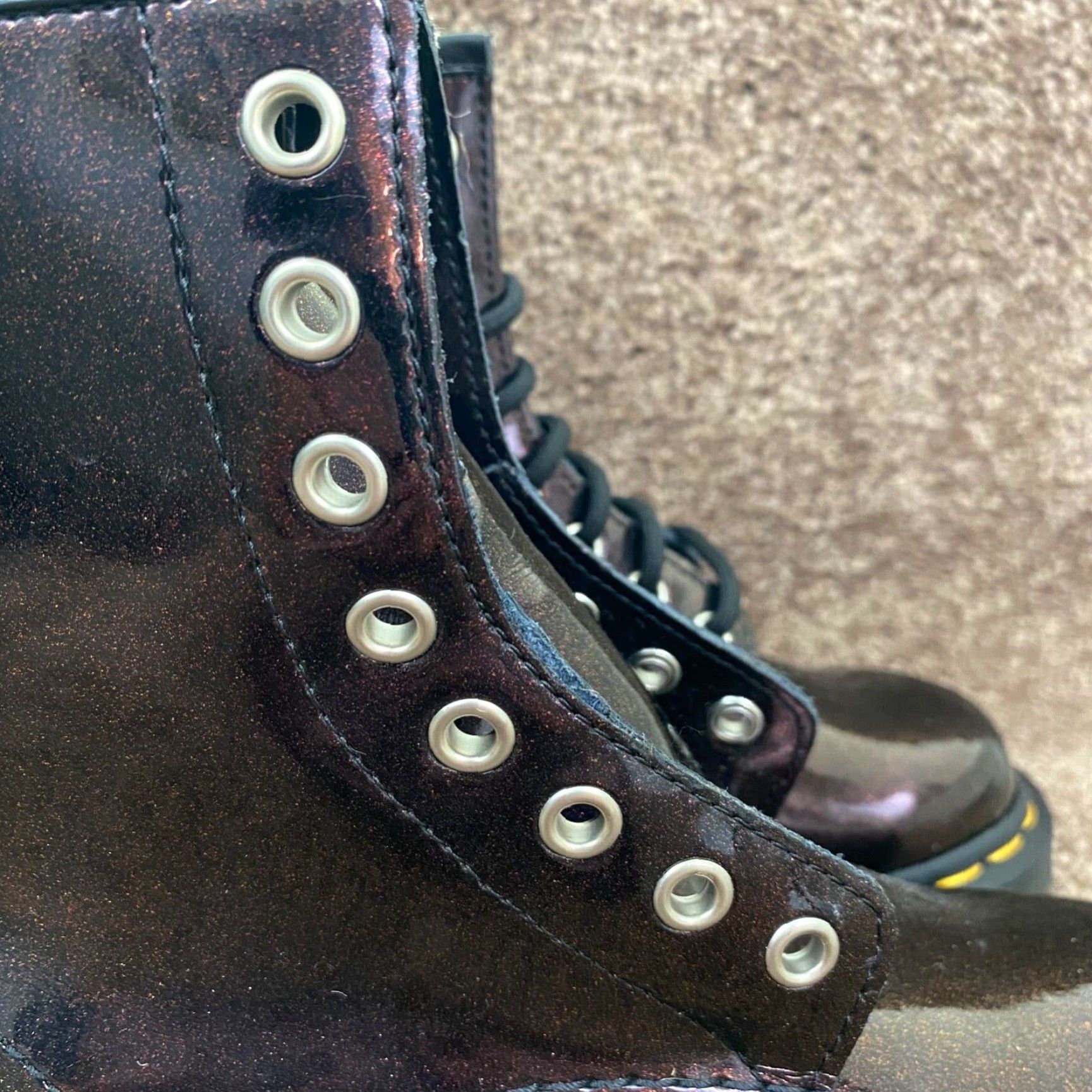 Dr. Martens Dr. Martens 1460 Boots Women Red Glitter 8 Eyelets Mid-Calf Lace Up US 5 Vintage No 7.5" Tall Leather Lining Faux Leather Busy? Size US 5 / IT 35 - 4 Thumbnail