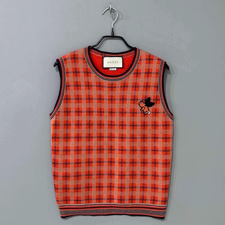 Gucci Gucci Flying pig embroidery plaid vest Size L / US 10 / IT 46 - 1 Thumbnail
