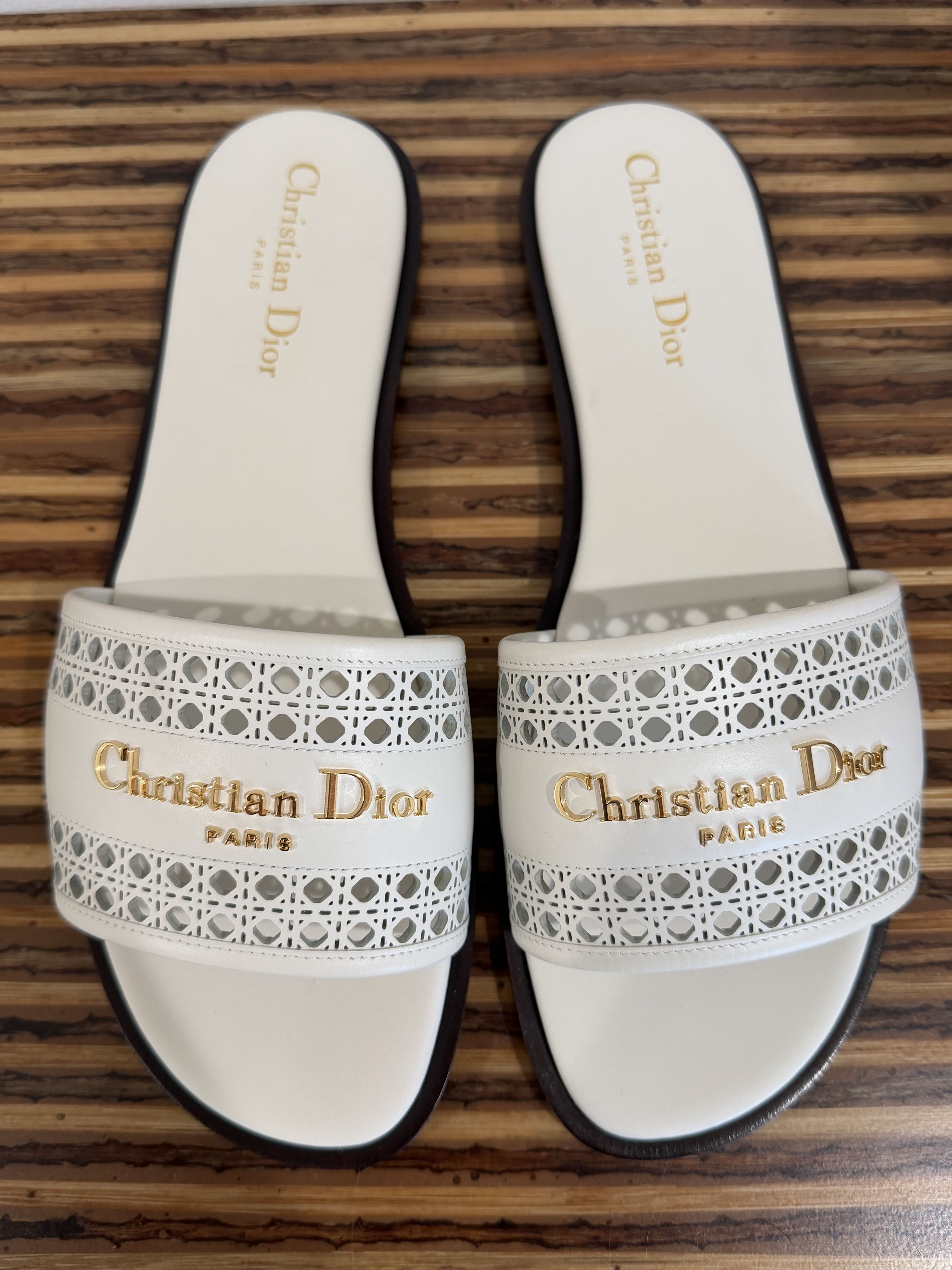 Dior D-Lane Dway Micro Cannage Leather Logo Slide Flat Sandal 39 Size US 9 / IT 39 - 13 Thumbnail
