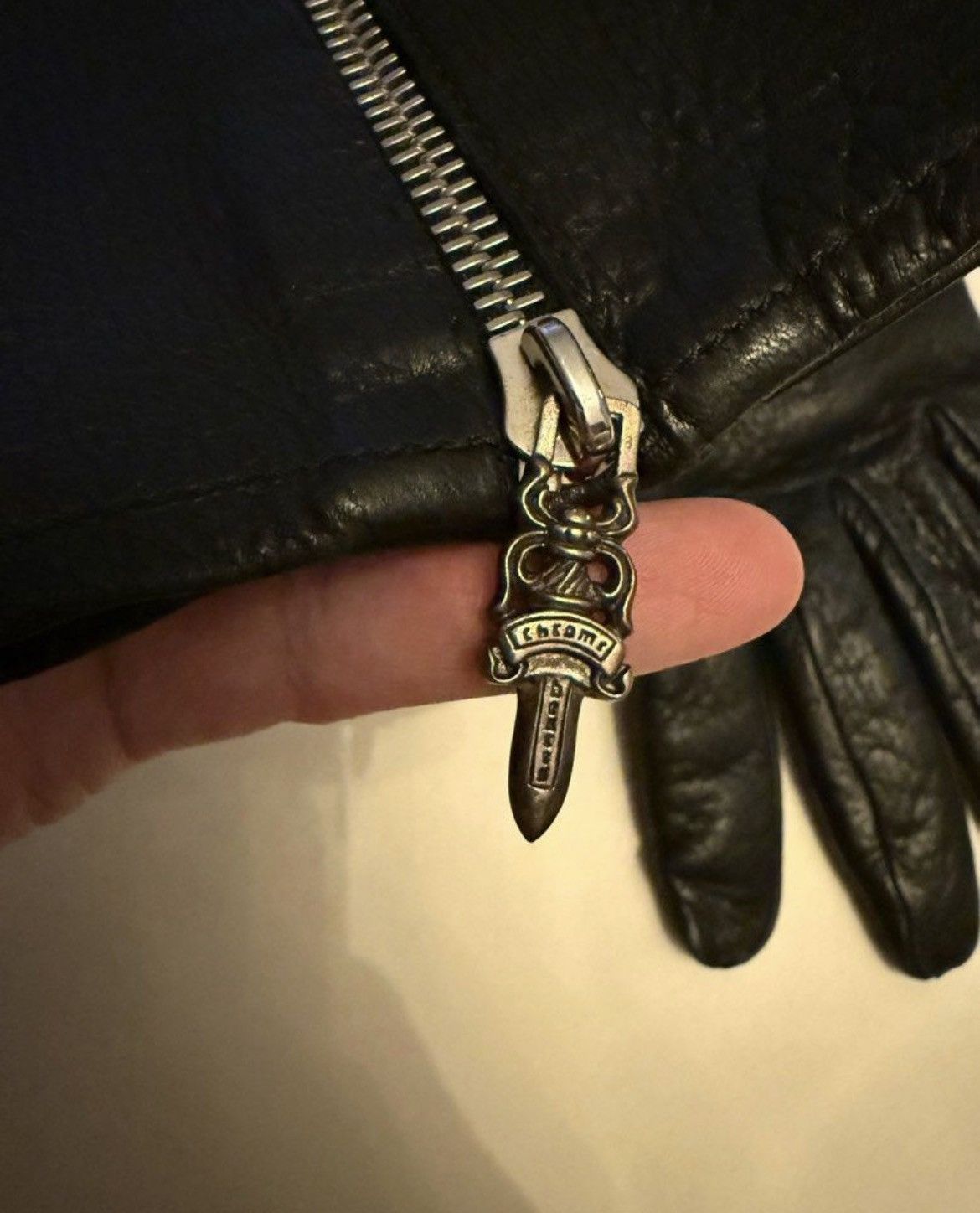 Chrome Hearts Chrome heart leather cashmere gloves Size ONE SIZE - 3 Thumbnail