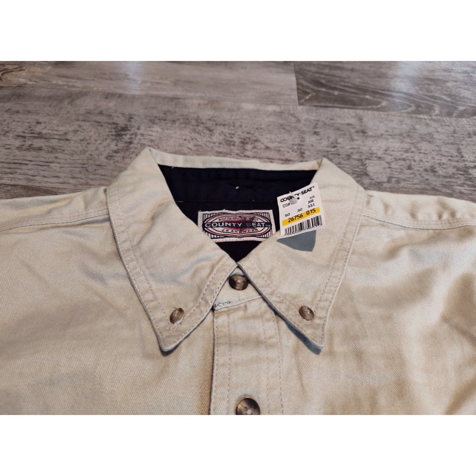Vintage County Seat Mens Long Sleeve Shirt Size L Beige Cotton 90s Style Button-Down Casual Size US L / EU 52-54 / 3 - 5 Thumbnail