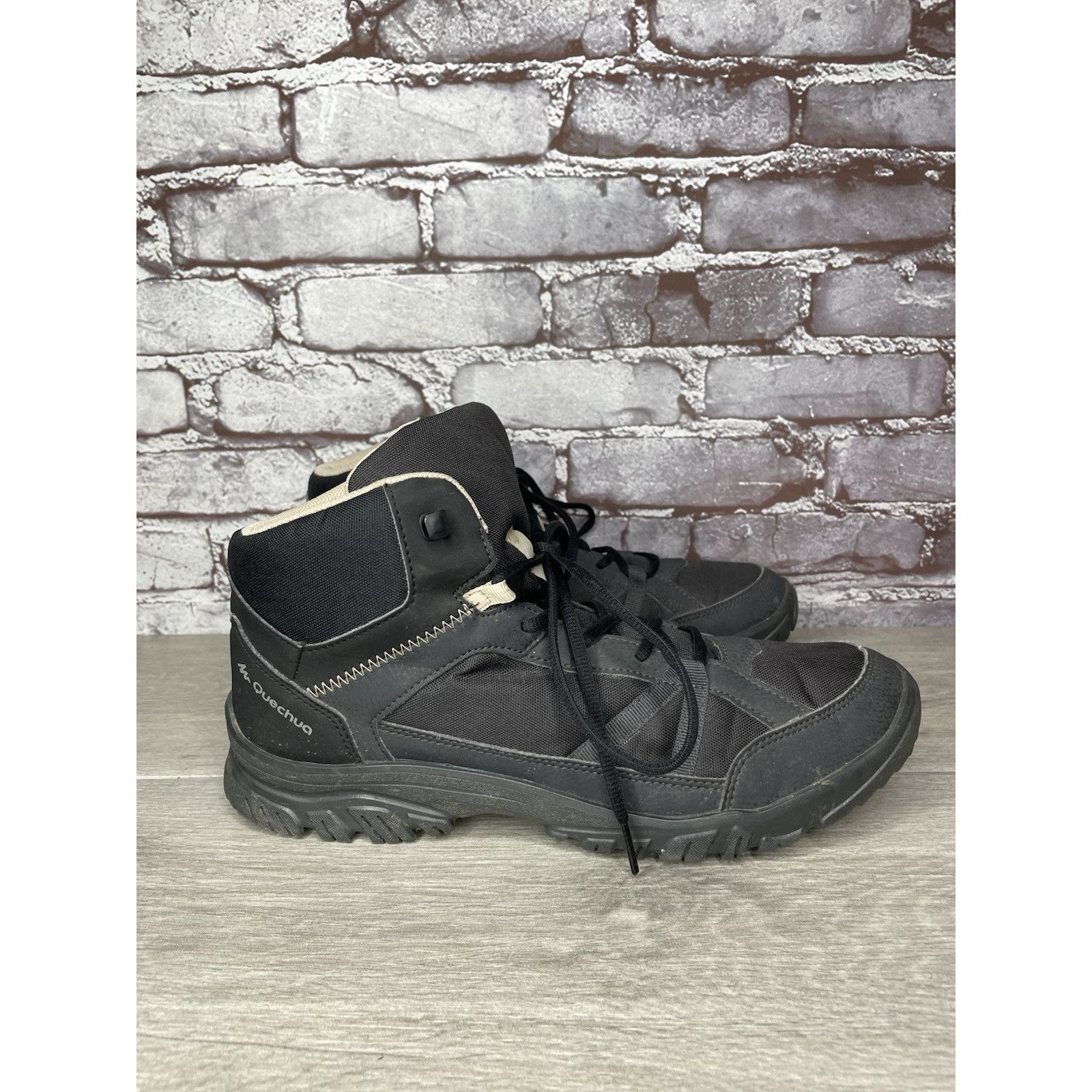 Other Quechua NH100 Black Mesh Lace Up Synthetic Mid Hiking Boots Size US 11.5 / EU 44-45 - 11 Thumbnail