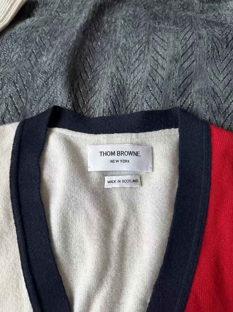 Thom Browne Thom Browne Color-blocked cashmere cardigan jacket 2505-Nex Size US XXS / EU 40 - 3 Thumbnail