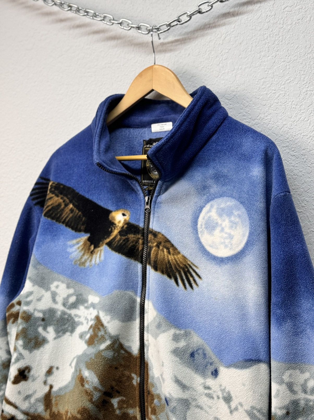 Other Vintage Black Fullprint Wolf Zip Animals Fleece Jacket Size US XL / EU 56 / 4 - 4 Thumbnail