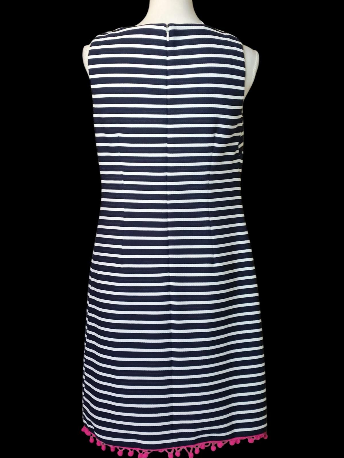 Other Eliza J Striped Sleeveless Casual Dress with Pom Pom Trim Size M / US 6-8 / IT 42-44 - 5 Thumbnail