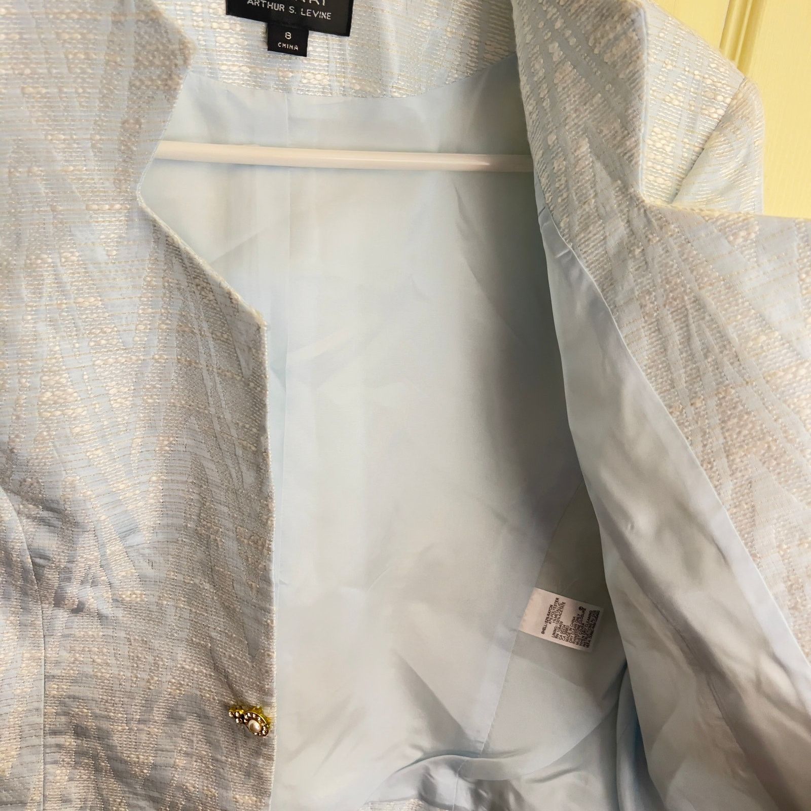 Elie Tahari Tahari Arthur S Levine Crop Jacket 8 Lined Shimery Gold Blue Size M / US 6-8 / IT 42-44 - 12 Thumbnail