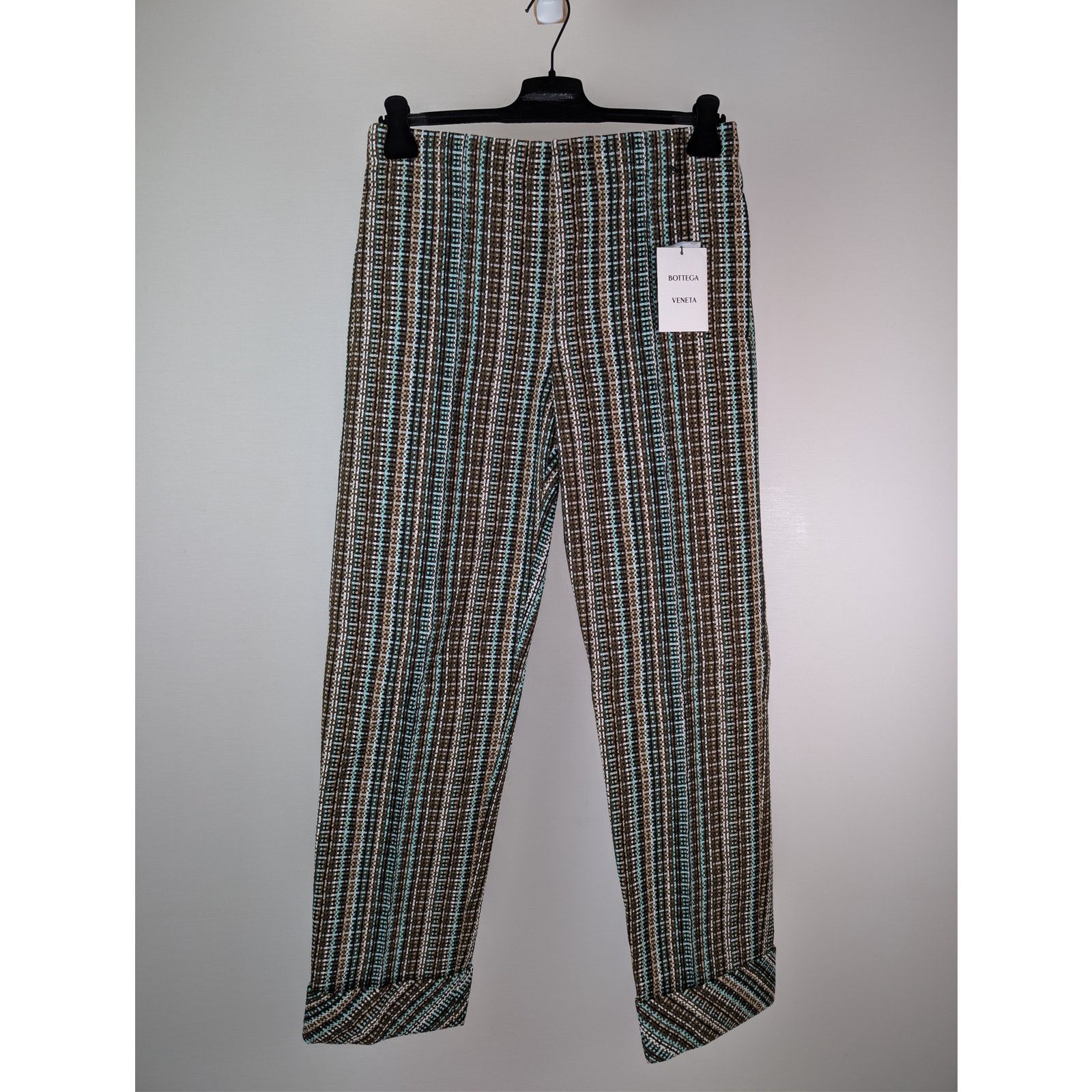 Bottega Veneta o1rshd1 Cotton Check Tailored Trousers Pants in Multicolor Size US 34 / EU 50 - 3 Thumbnail