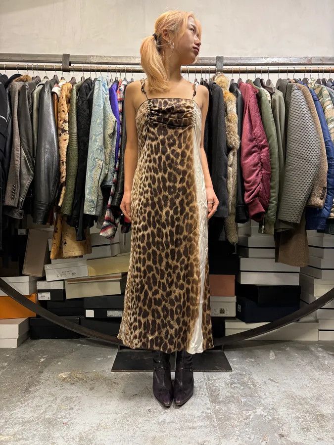 Just Cavalli 2000s Cavalli White Leopard Print Long Silk Dress Size M / US 6-8 / IT 42-44 - 2 Thumbnail