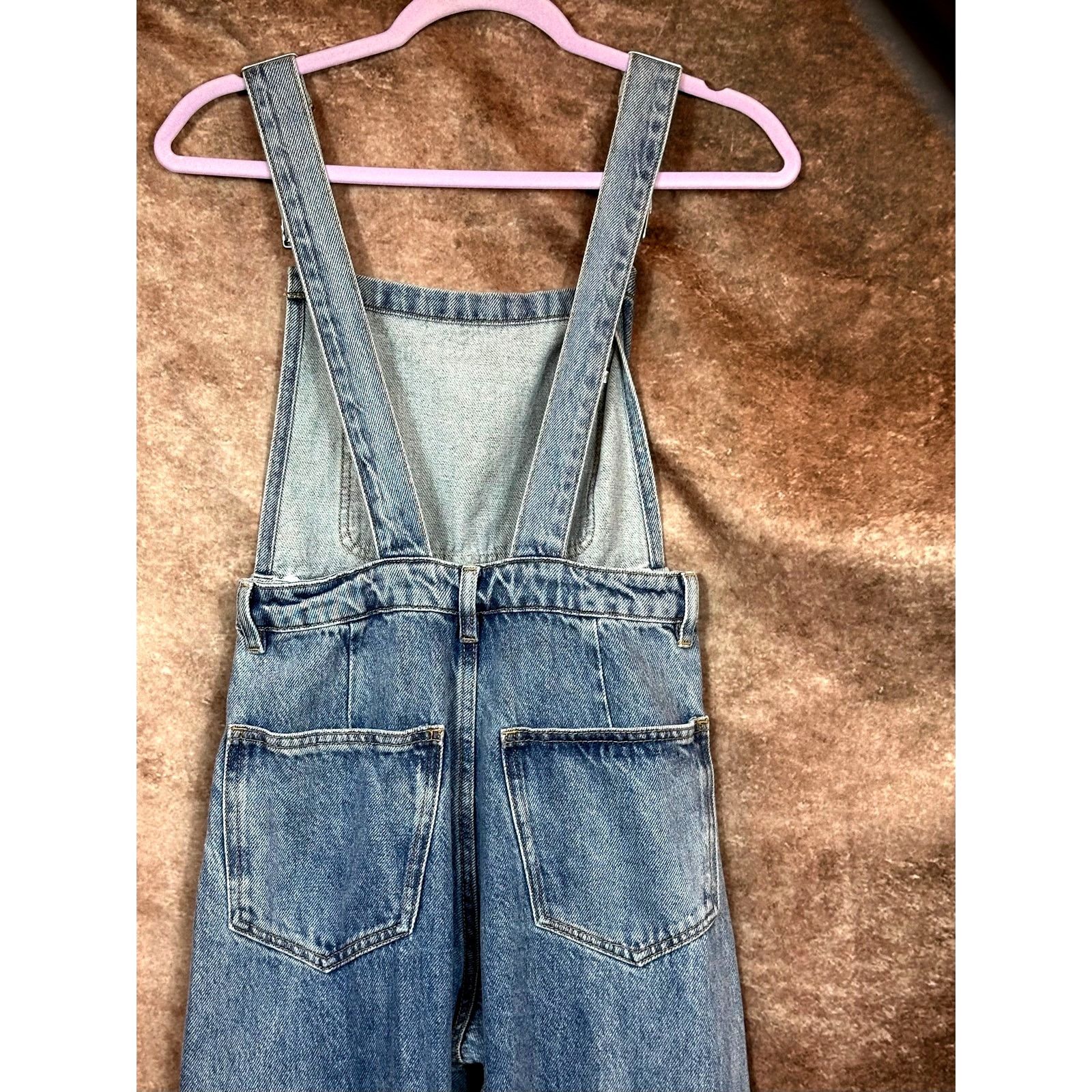 WeWoreWhat Jumper Wide Leg Denim We Wore What Bib Overalls size 26 Size 26" / US 2 / IT 38 - 13 Thumbnail