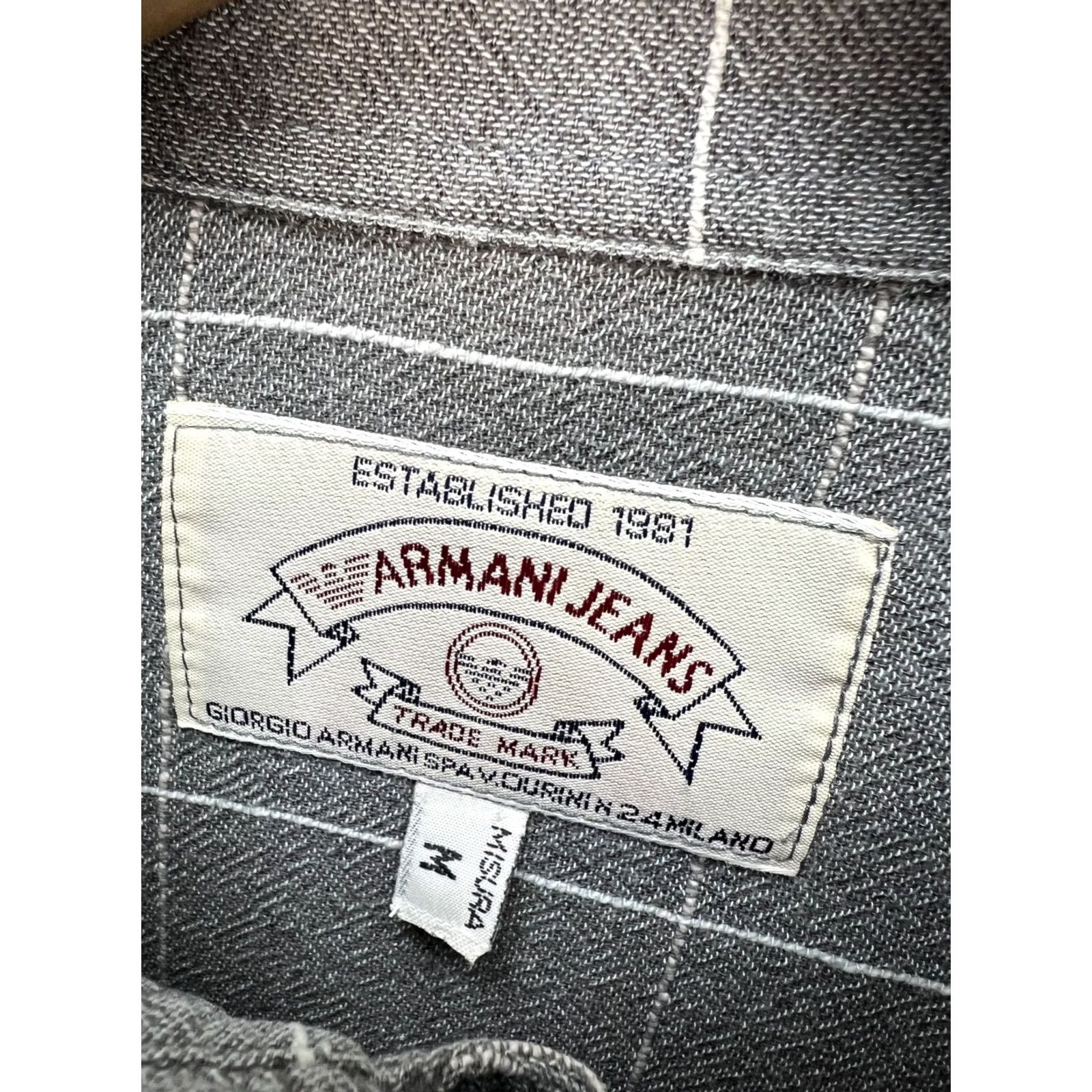 Vintage VINTAGE Armani Jeans Shirt Men's M Check Gray Button Down Size US M / EU 48-50 / 2 - 4 Thumbnail