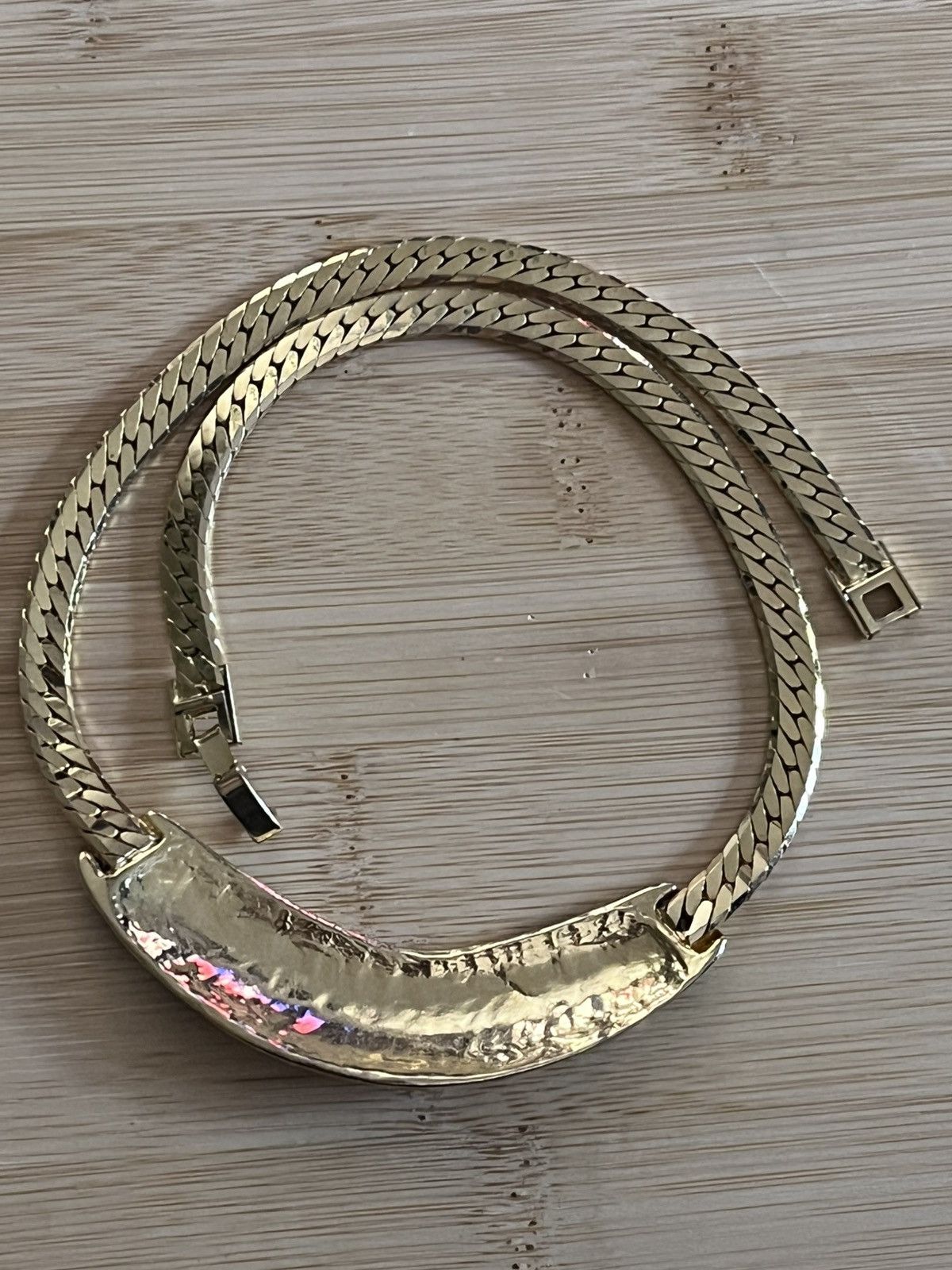 Other Vintage 80s Enamel Herringbone Necklace Gold Blue Purple Size ONE SIZE - 4 Thumbnail