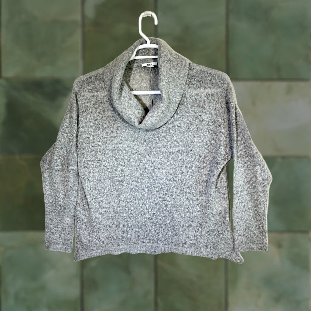 Bar III Bar III Women's Gray Textured Cowl Neck Sweater Raglan Sleeve Size L Size L / US 10 / IT 46 - 1 Thumbnail