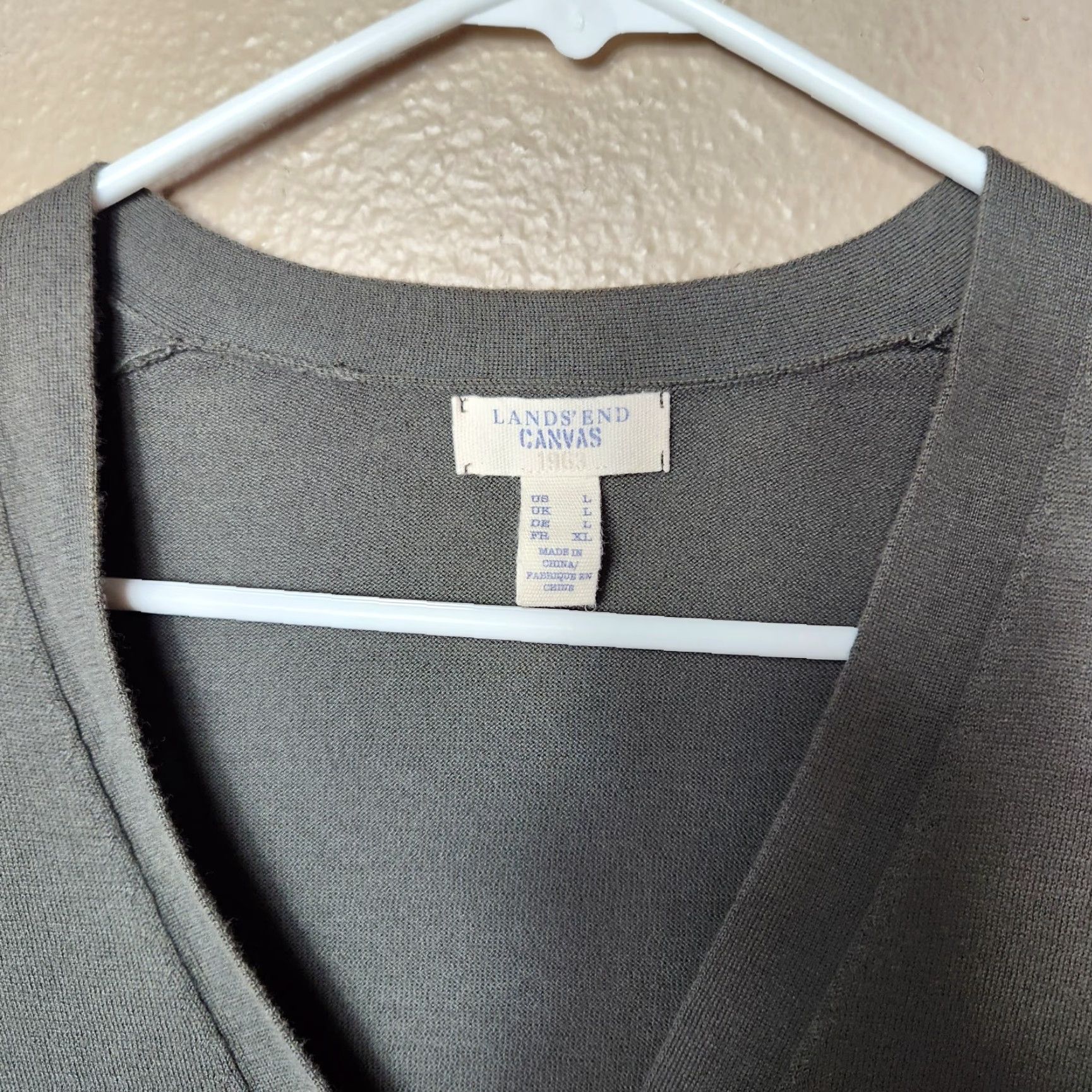 Lands' End Lands' End Womens Olive 100% Cotton Buttonfront Tie Waist Cardigan-Size L Women Cardigan Vintage? No Size L / US 10 / IT 46 - 2 Thumbnail