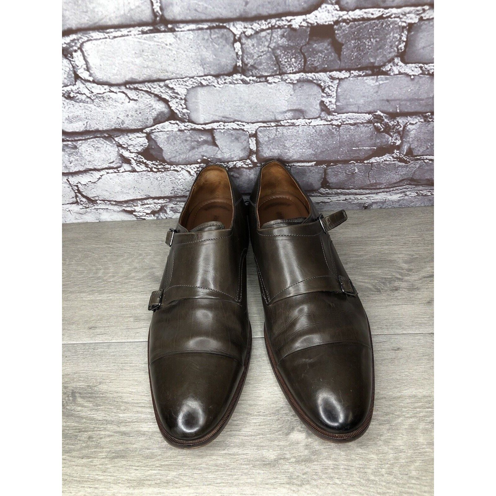 Johnston & Murphy Johnston & Murphy Sheepskin Brown Leather Double Monk Strap Size US 10.5 / EU 43-44 - 11 Thumbnail
