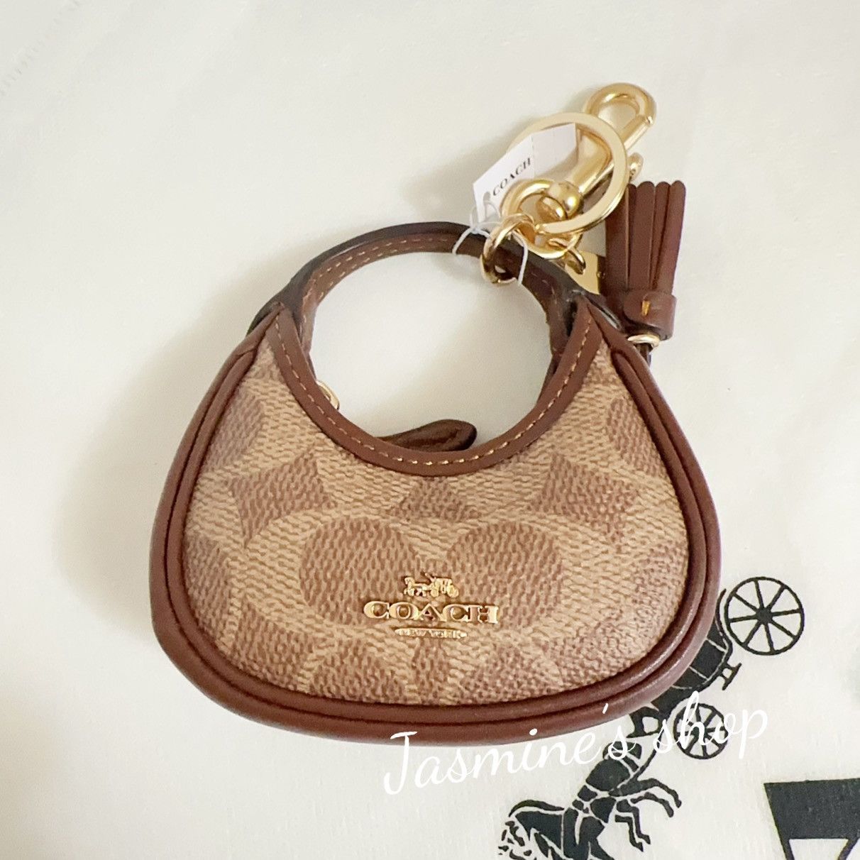 Coach NWT Coach Mini Carmen Bag Charm Gold/Tan/Brown CBK67 Size ONE SIZE - 3 Thumbnail