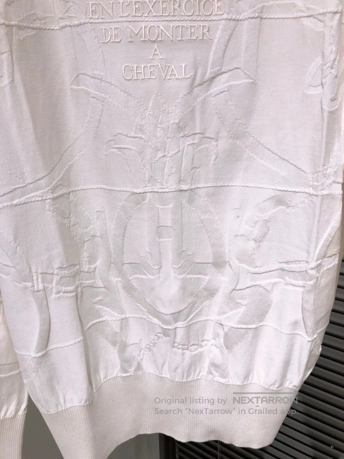 Hermes Hermes White Jacquard Embroidered Sweater. Size US XL / EU 56 / 4 - 4 Thumbnail