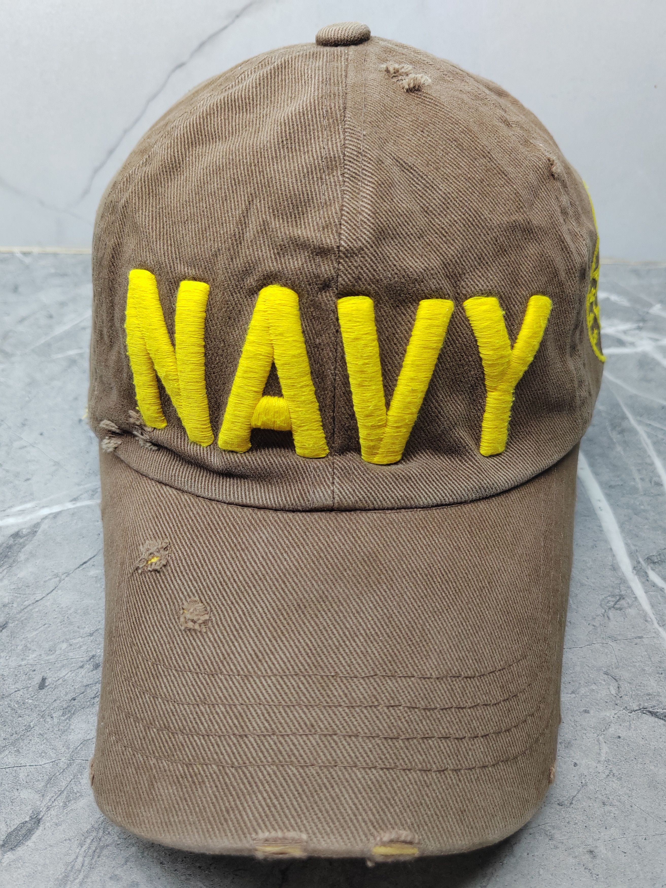 Vintage Vintage NAVY Distressed Style Cap Hat Size ONE SIZE - 2 Thumbnail