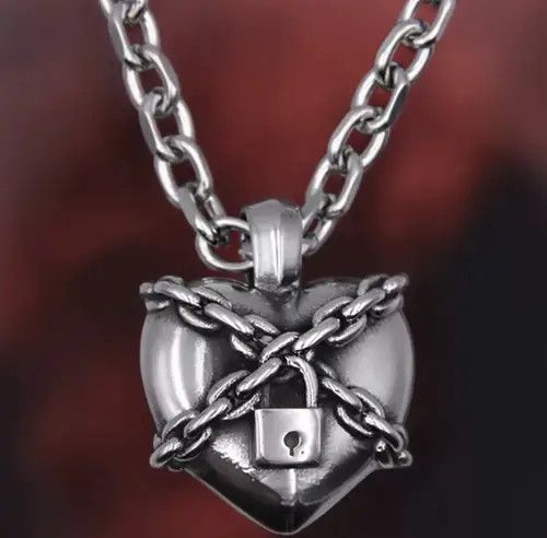 Designer × Jewelry Heart Lock Chain Silver Grunge Punk Art Psychedelic🔥🔥🔥 Size ONE SIZE - 1 Thumbnail
