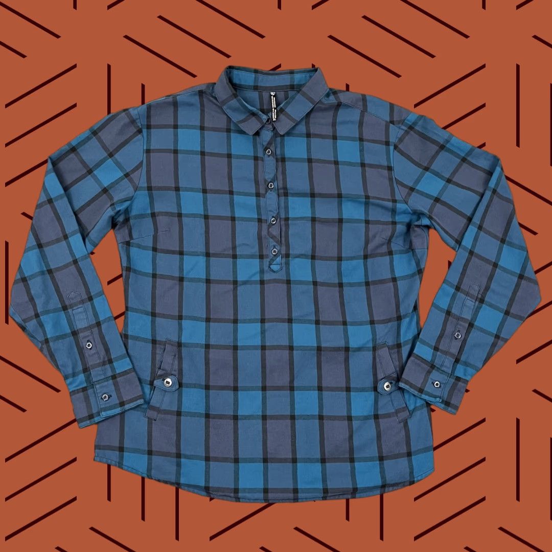 Vintage Kuhl Rukus Flannel Shirt Womens XL Blue Plaid Hiking Outdoor 1/2 Button Up 8341 Size XL / US 12-14 / IT 48-50 - 1 Thumbnail