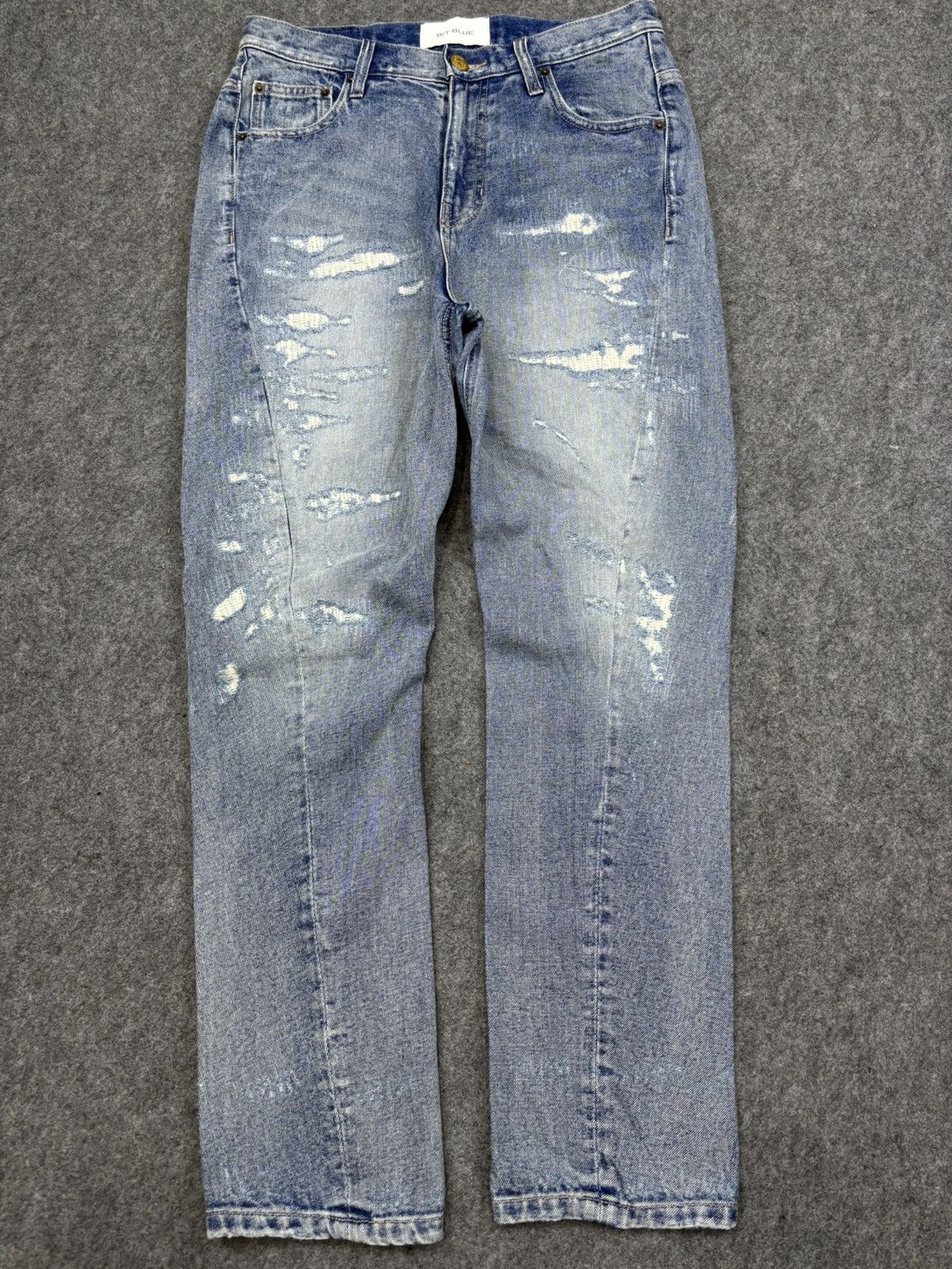 Japanese Brand 💥Japan Style💥Bit Blue Distressed Sarouel Mild Denim F806 Size US 31 - 18 Thumbnail
