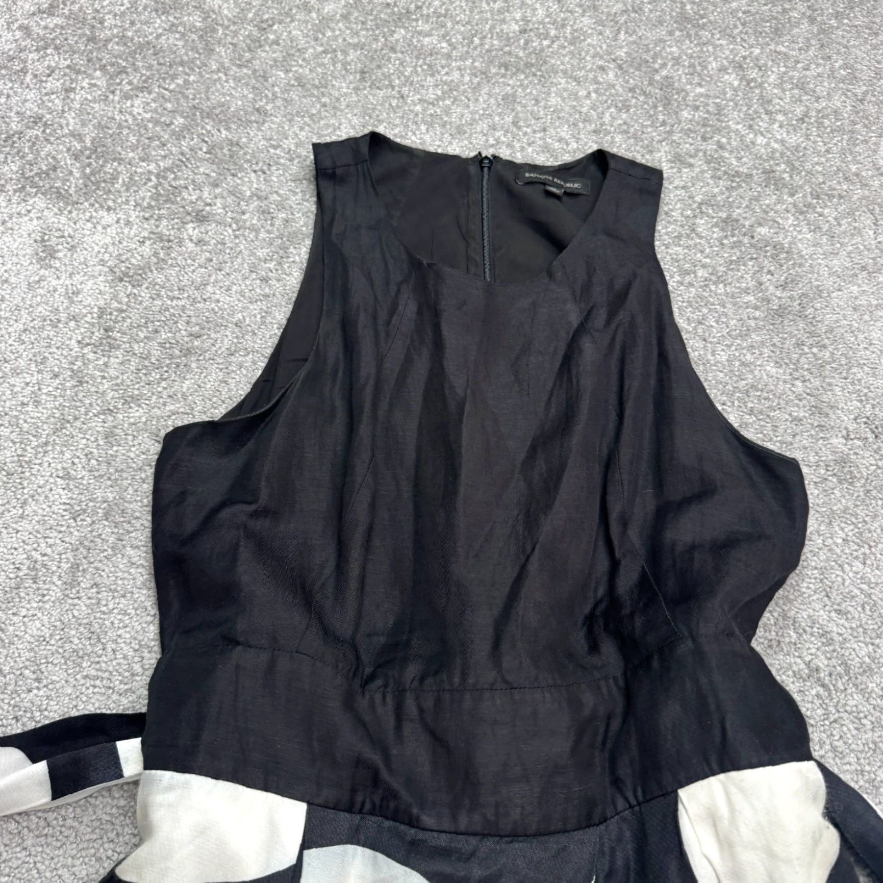 Banana Republic Banana Republic Polka Dot Colorblock Dress Womens 12 Sleeveless Halter A-Line Linen Black White 70s? Size XL / US 12-14 / IT 48-50 - 6 Thumbnail