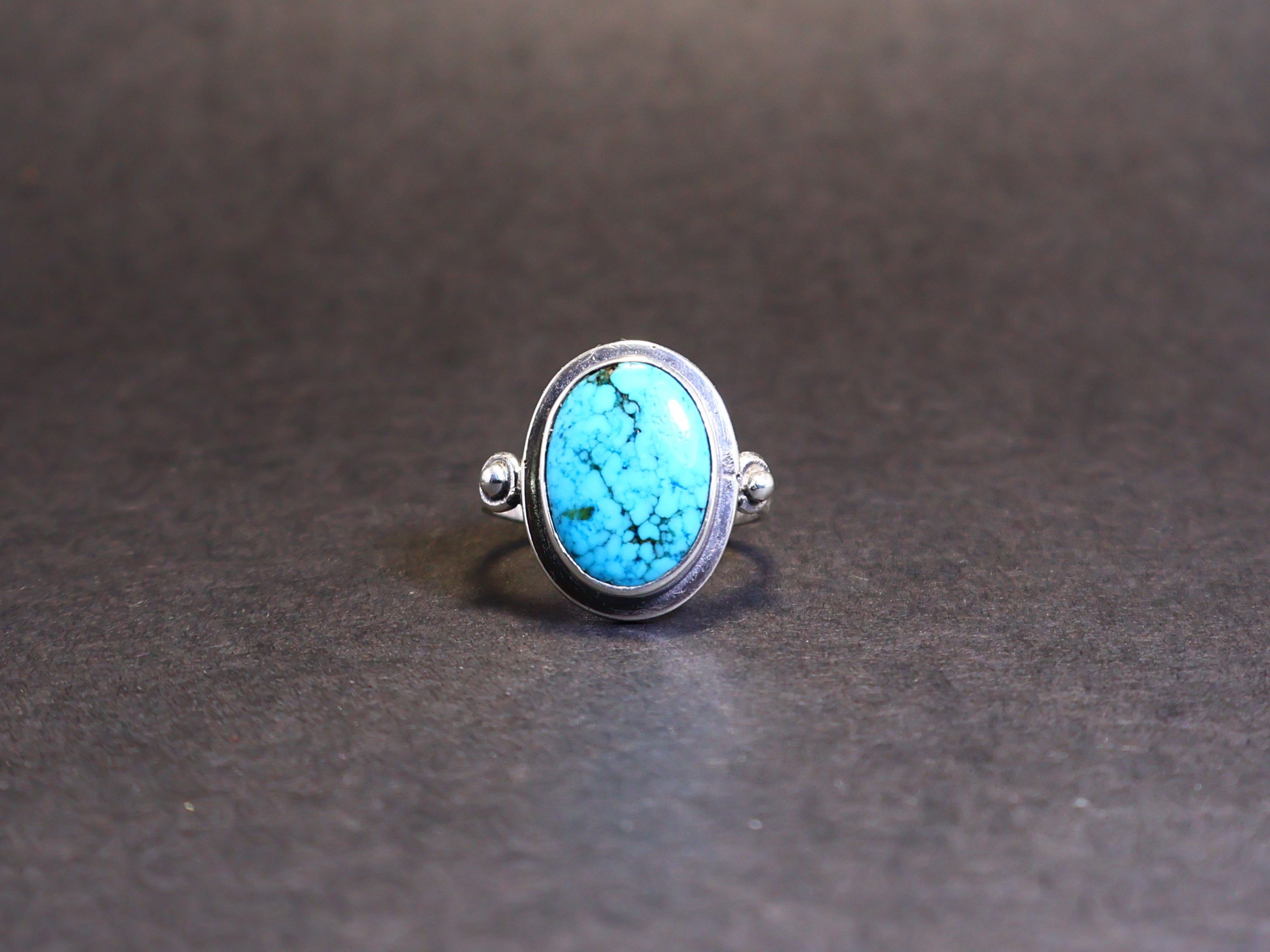 Handmade Turquoise Ring, Sterling Silver Handmade Green Gemstone Ring Size ONE SIZE - 1 Thumbnail