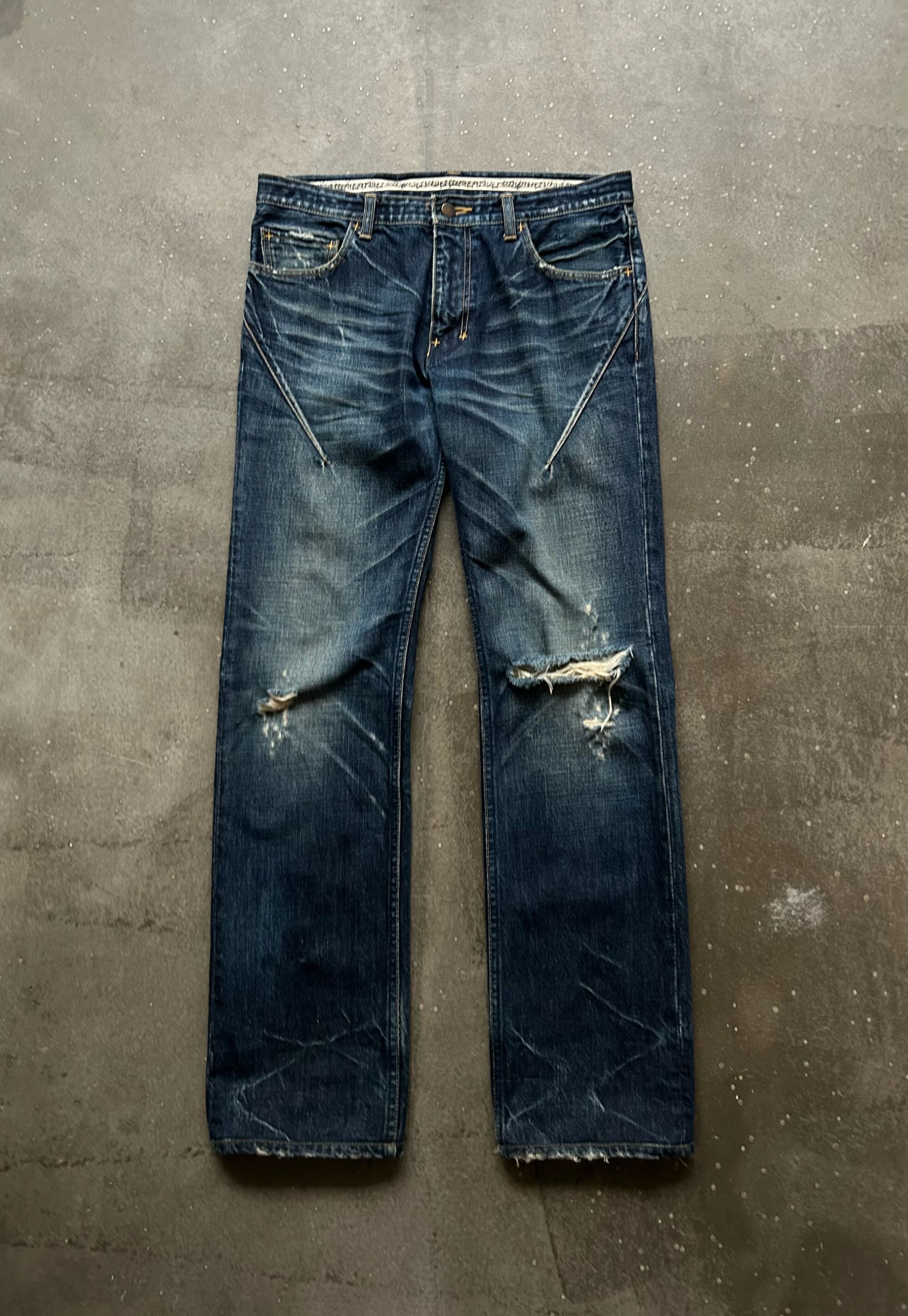 Number (N)ine distressed washed denim pants by number nine Size US 30 / EU 46 - 1 Thumbnail