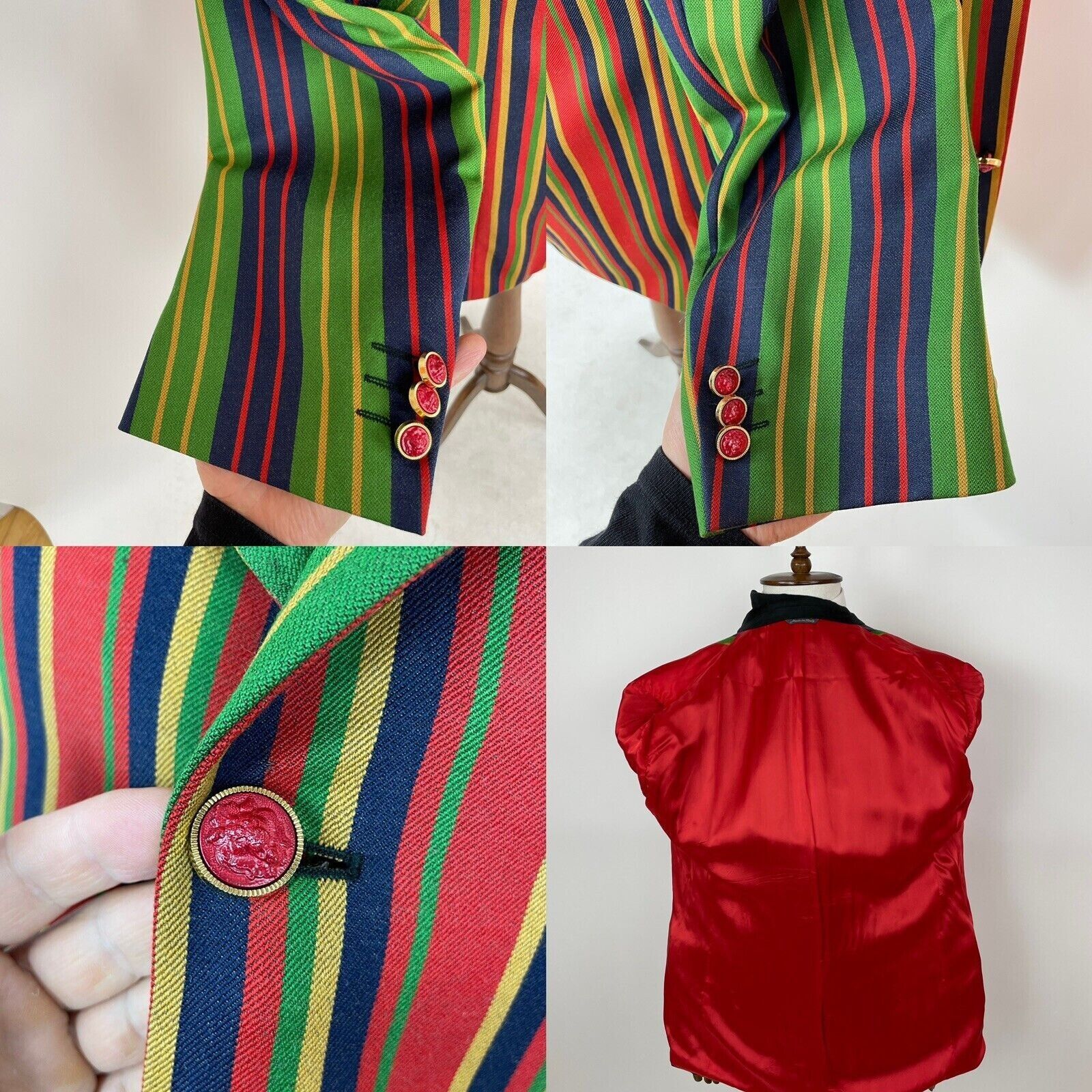 Versus Versace VINTAGE VERSUS GIANNI VERSACE MENS BLAZER STRIPED JACKET Size 44R - 4 Thumbnail