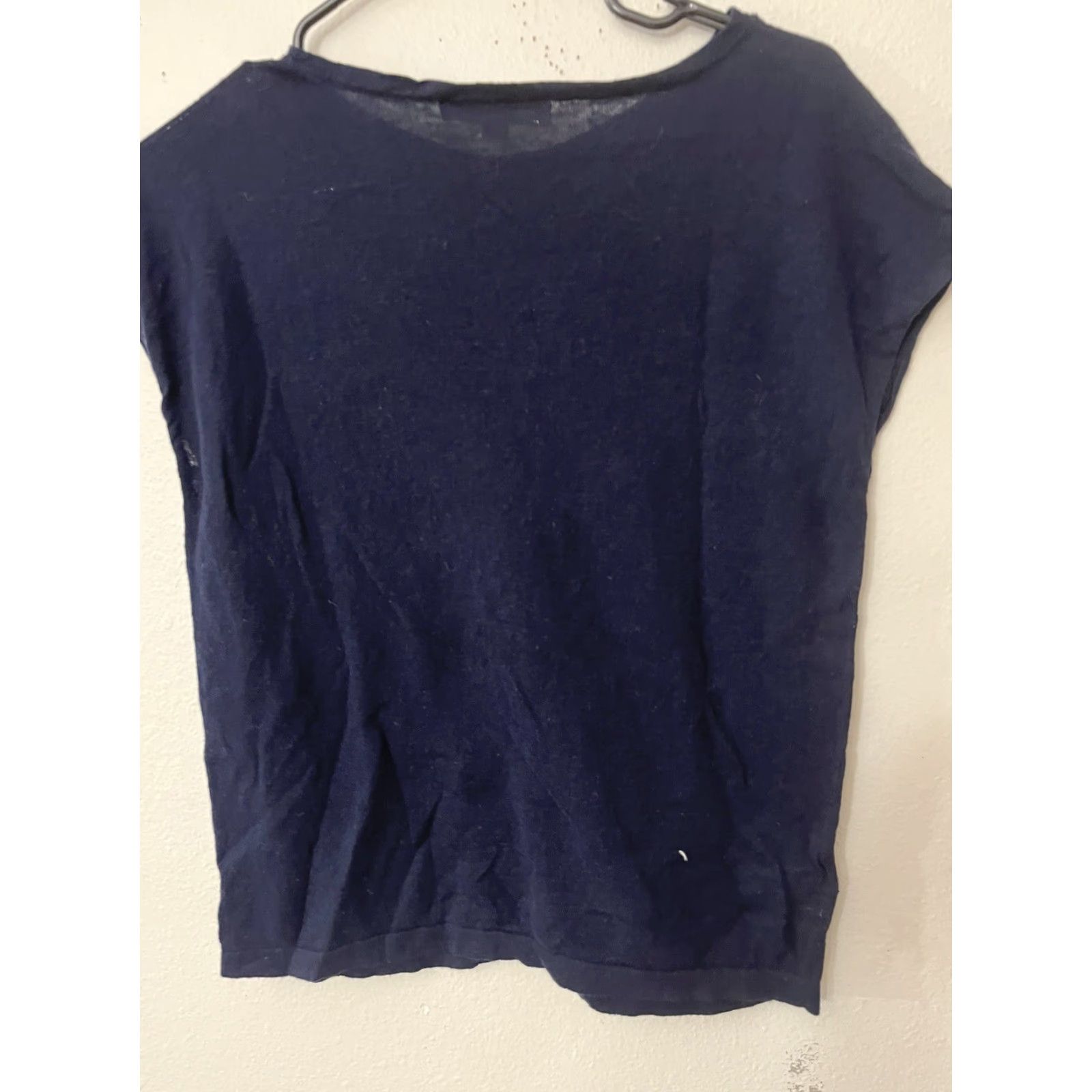 Loft VINTAGE Loft Shirt Womens XS Navy Blue Pullover Crewneck Solid Top Adult XS Blue Loft Blouse Womens Size XS / US 0-2 / IT 36-38 - 2 Thumbnail