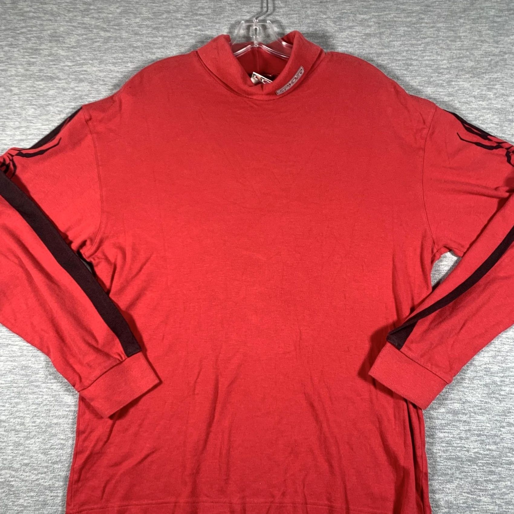 Spyder Spyder Shirt Mens L Red Mock Neck Long Sleeve Stripe Logo Stretch Athletic Size US L / EU 52-54 / 3 - 2 Thumbnail